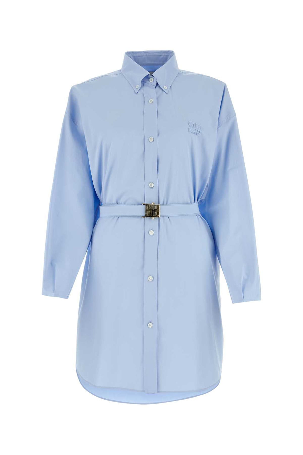 Miu Miu Women Light Blue Poplin Shirt Dress
