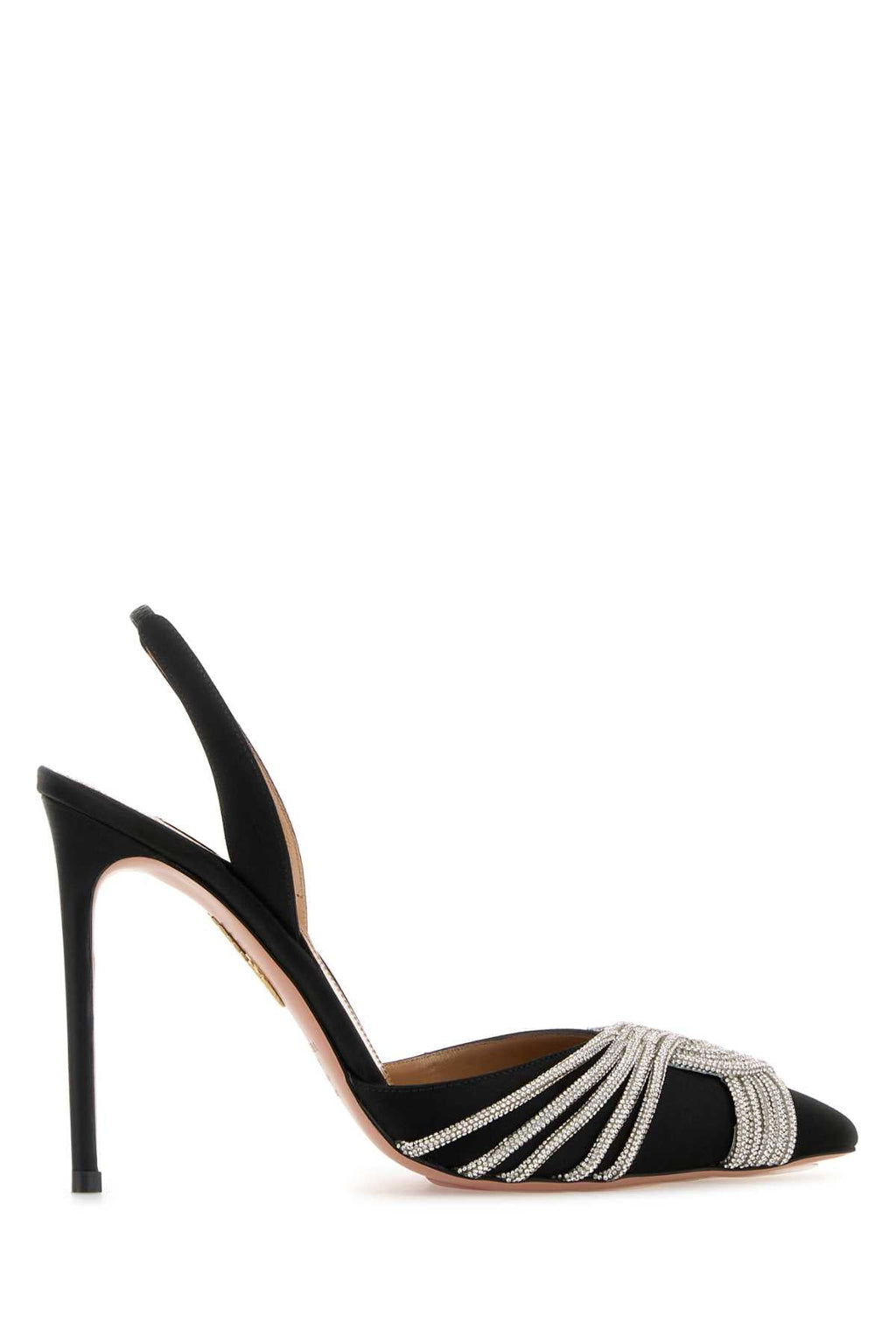 Aquazzura Women Black Satin Gatsby Sling 105 Pumps
