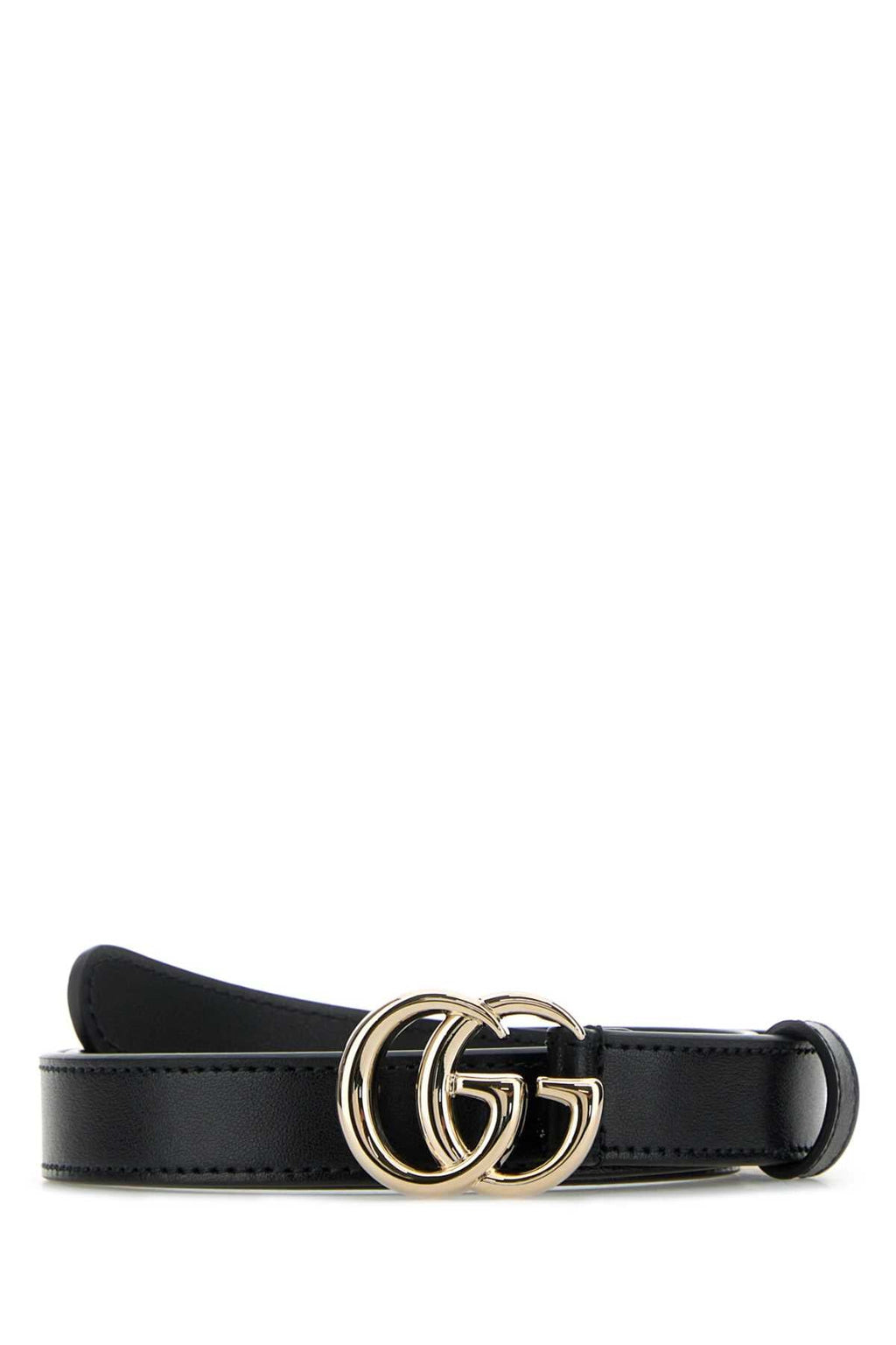 Gucci Women Black Leather Gg Belt