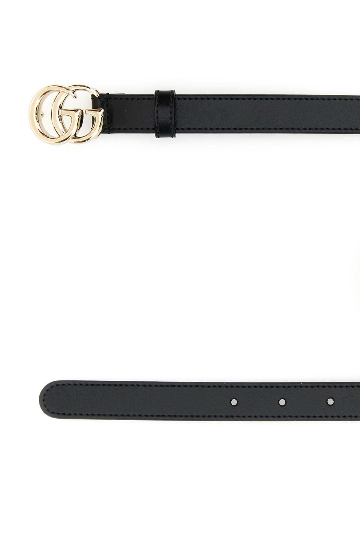 Gucci Women Black Leather Gg Belt