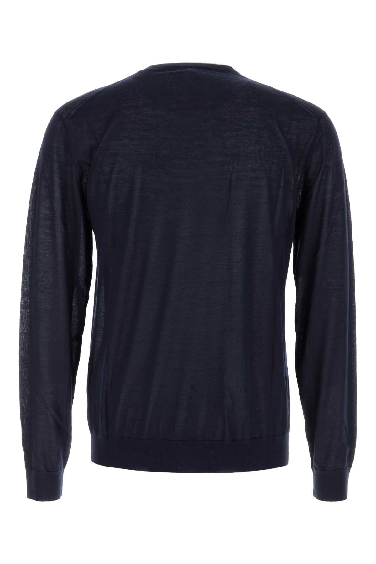 Prada Men Navy Blue Cashmere Blend Sweater
