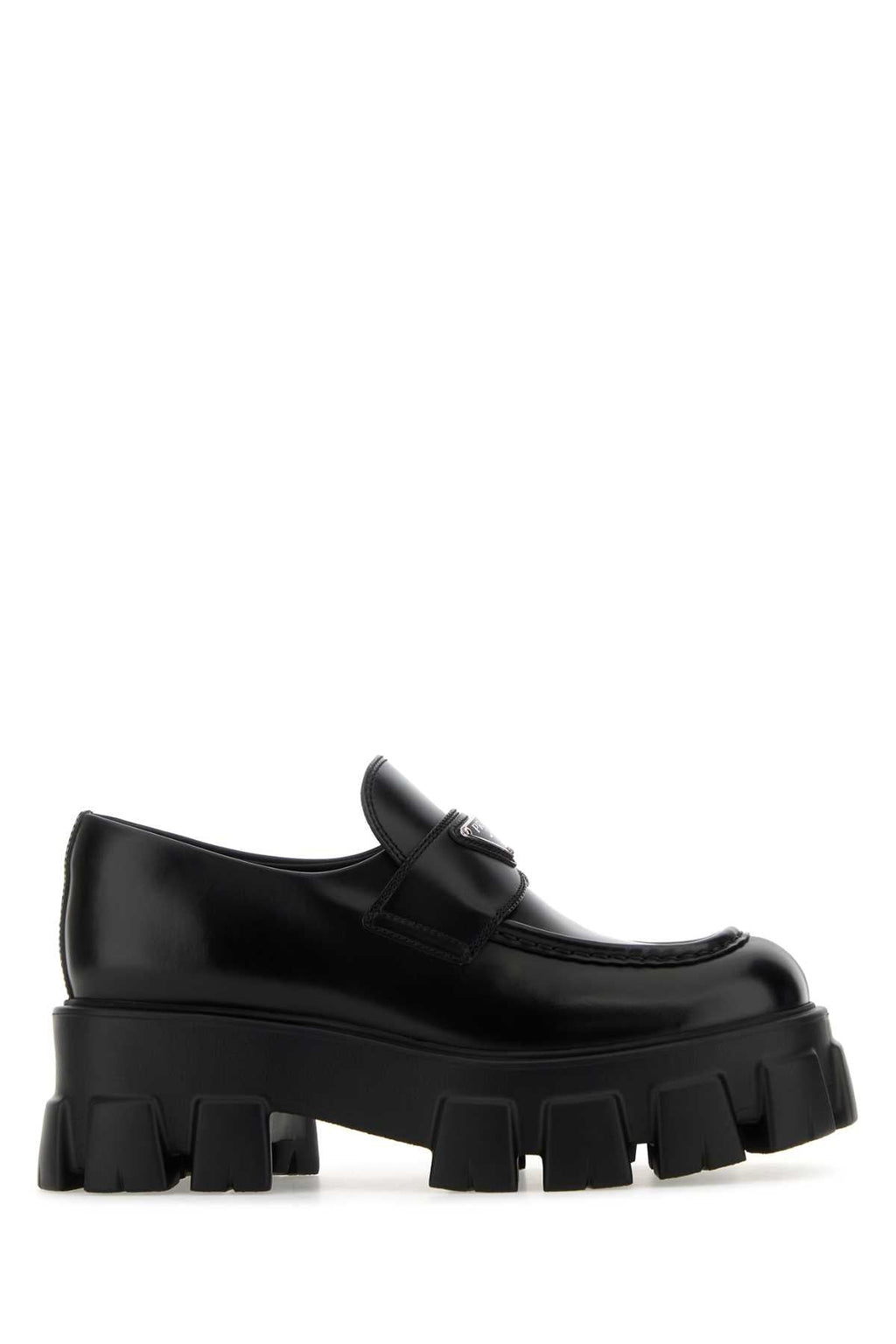 Prada Women Black Leather Monolith Loafers