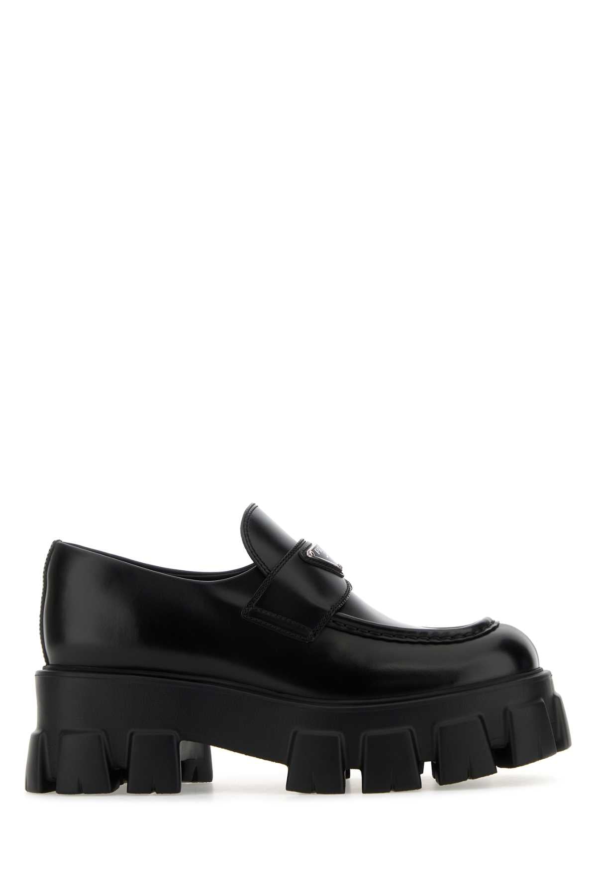Prada Women Black Leather Monolith Loafers