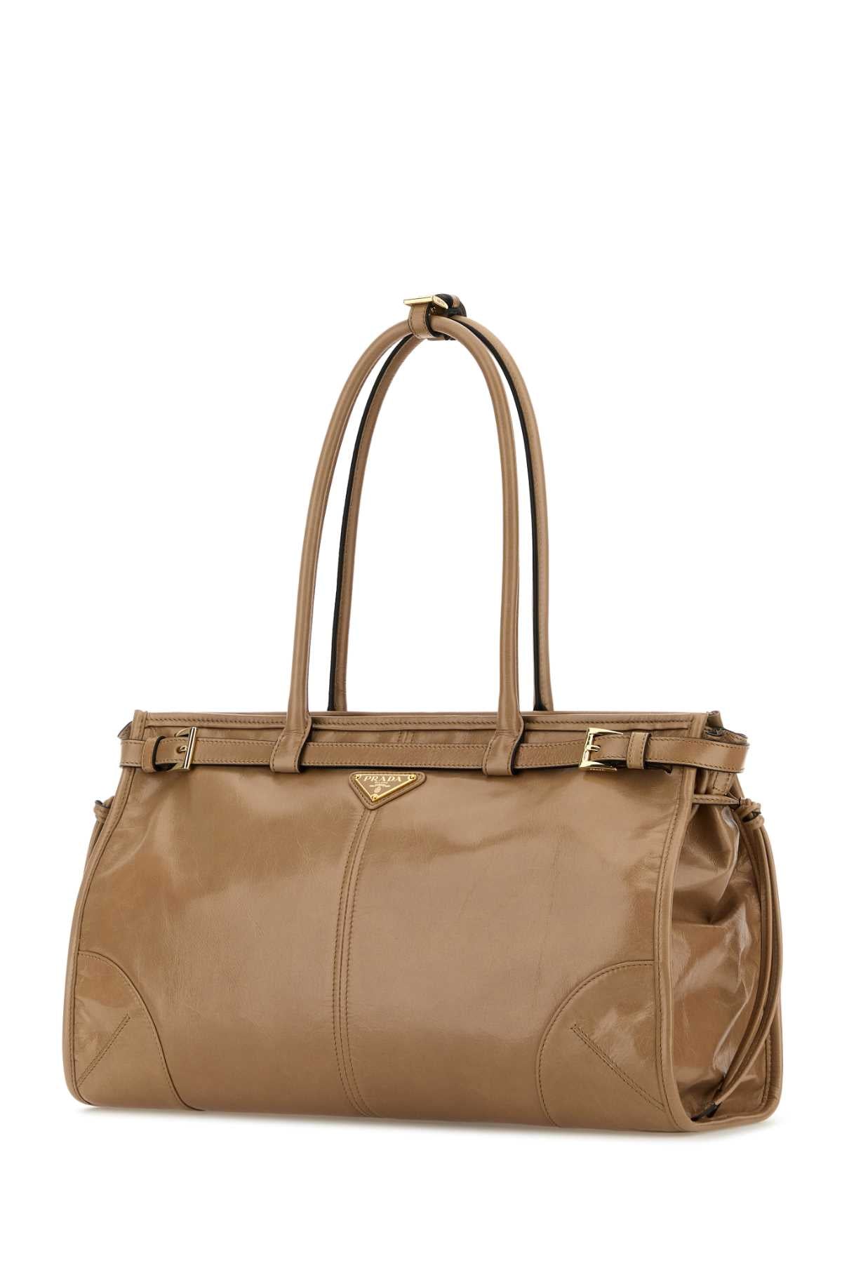 Prada Women Cappuccino Leather Shoulder Bag