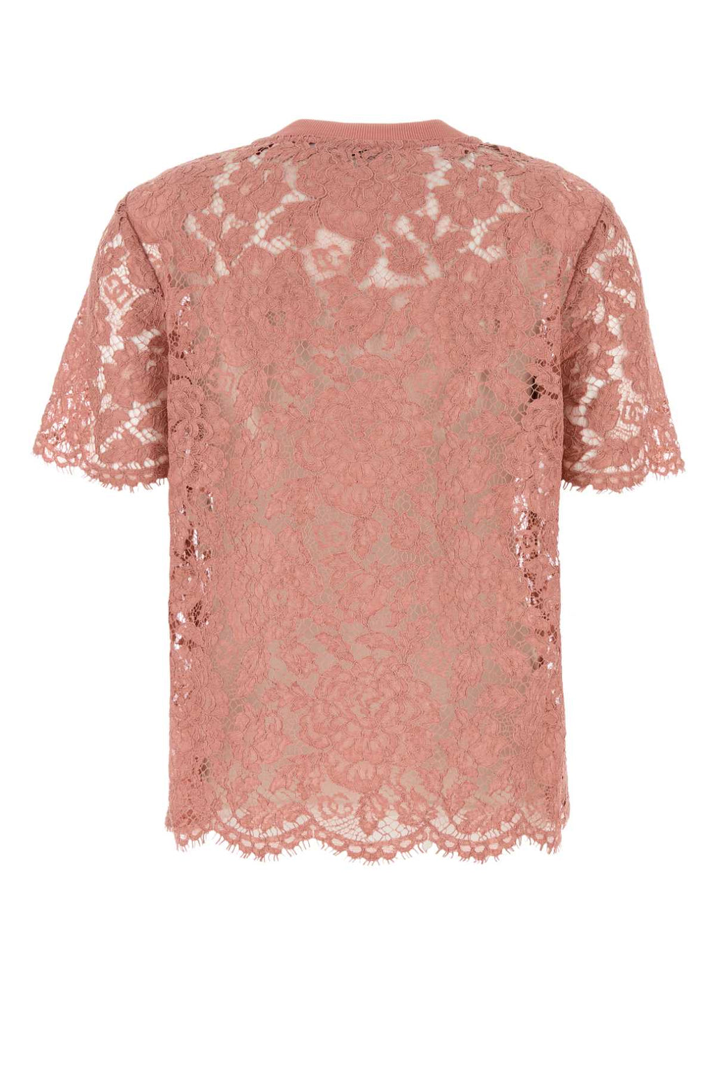 Dolce & Gabbana Women Pink Lace T-Shirt