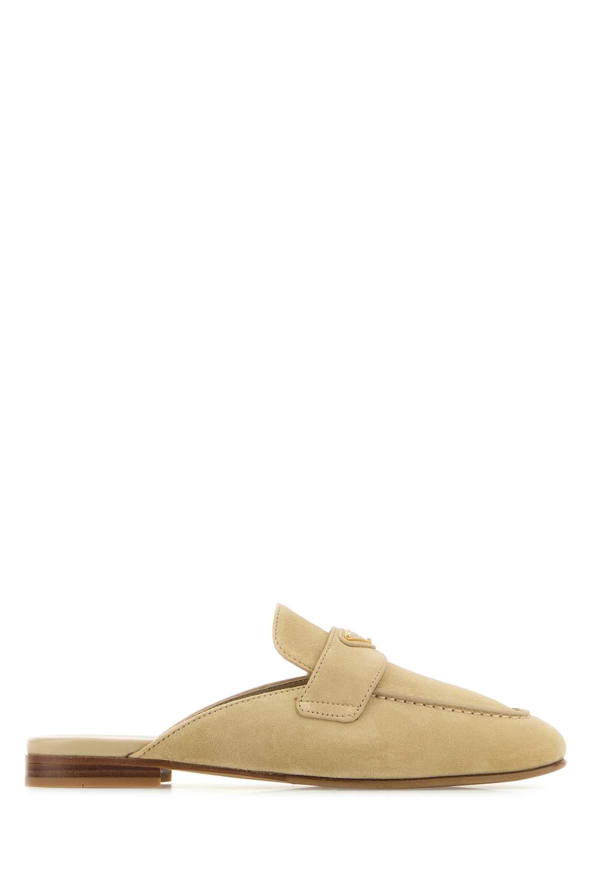 Prada Women Sand Suede Slippers