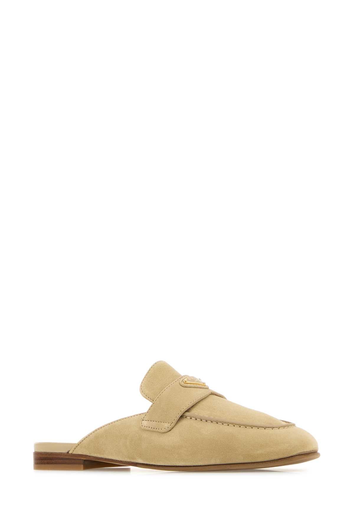 Prada Women Sand Suede Slippers
