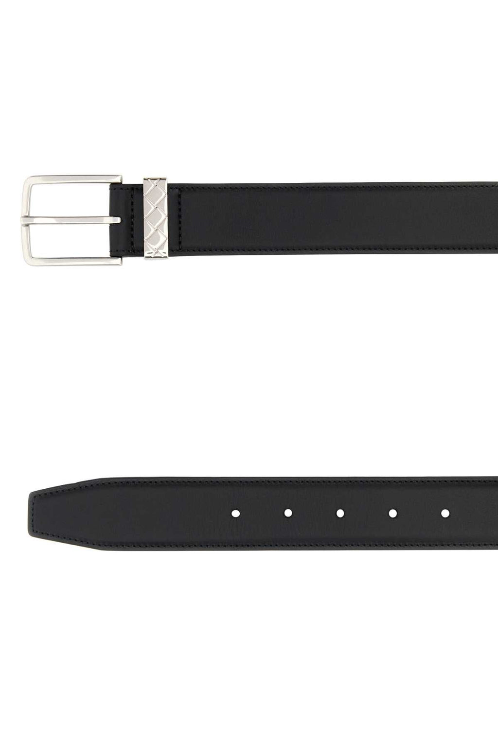 Bottega Veneta Men Black Leather Intreccio Loop Belt