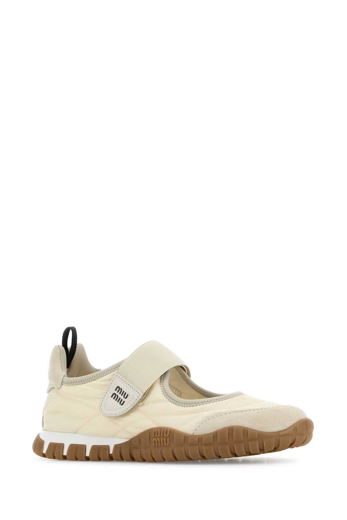 Miu Miu Women Sand Fabric Tyre Ballerinas
