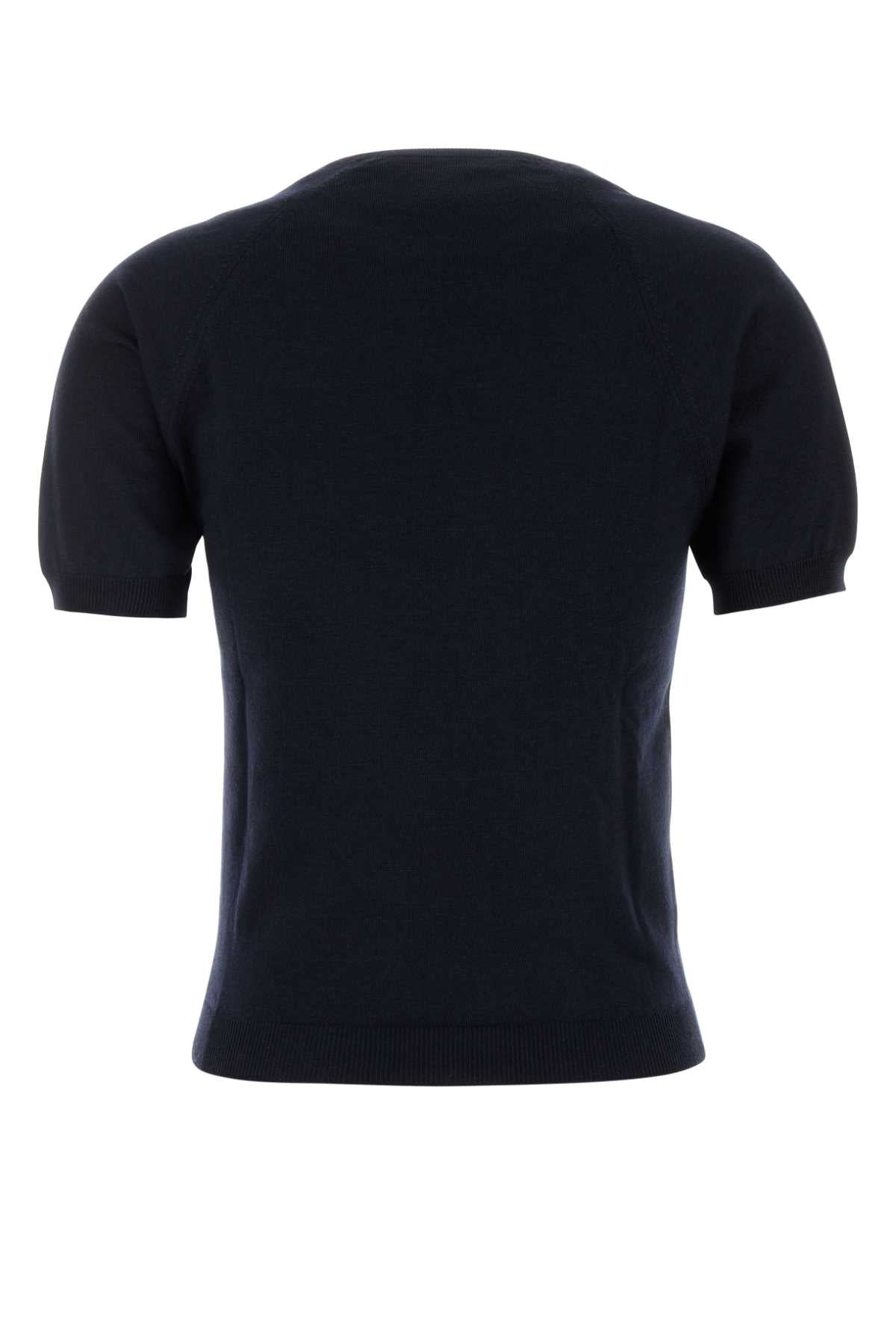 Miu Miu Women Midnight Blue Wool Sweater