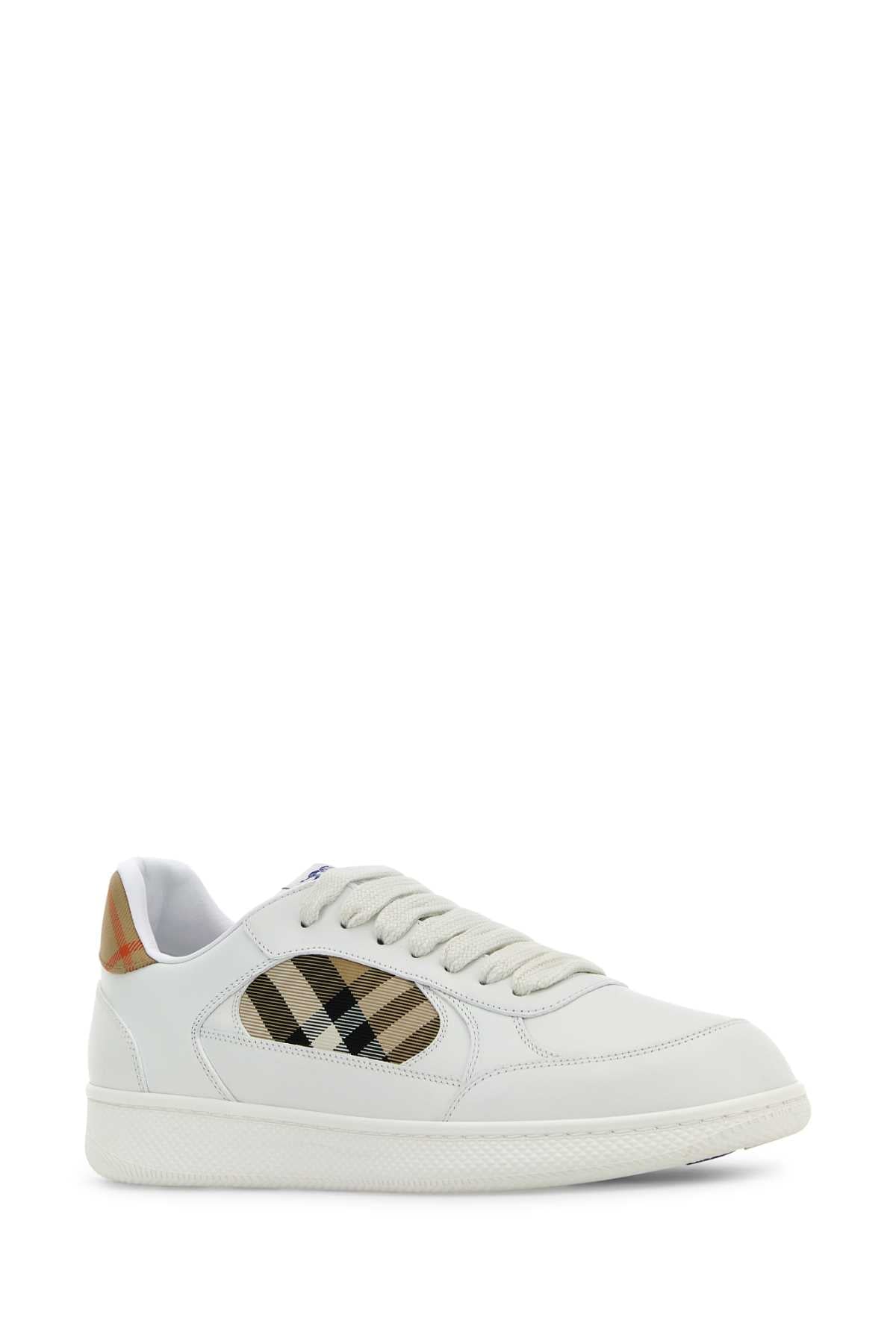 Burberry Men White Leather Sneakers