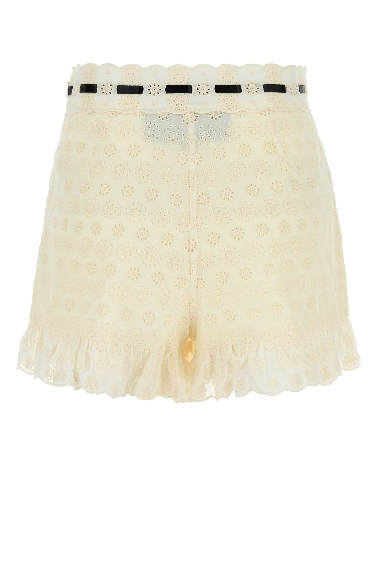 Valentino Garavani Women Ivory Lace Shorts