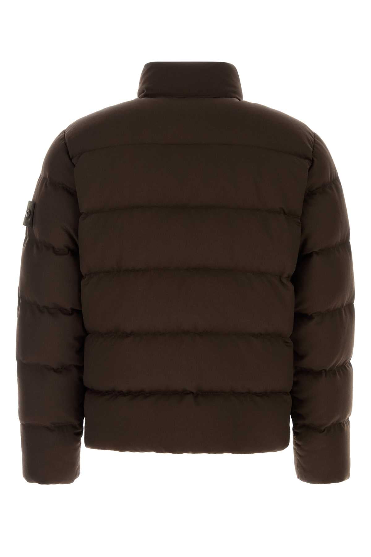 Stone Island Men Brown Wool Down Jacket