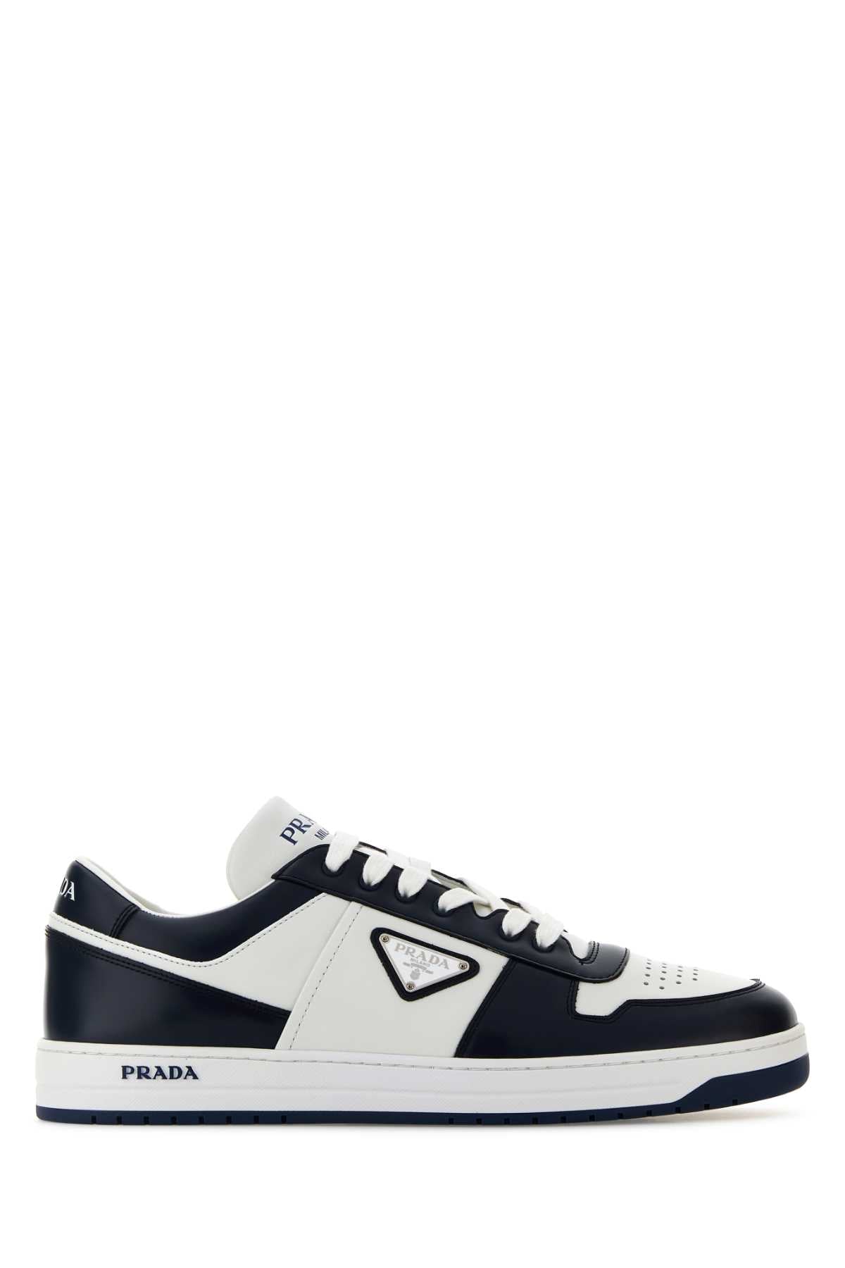 Prada Men Two-Tone Leather Downtown Sneakers