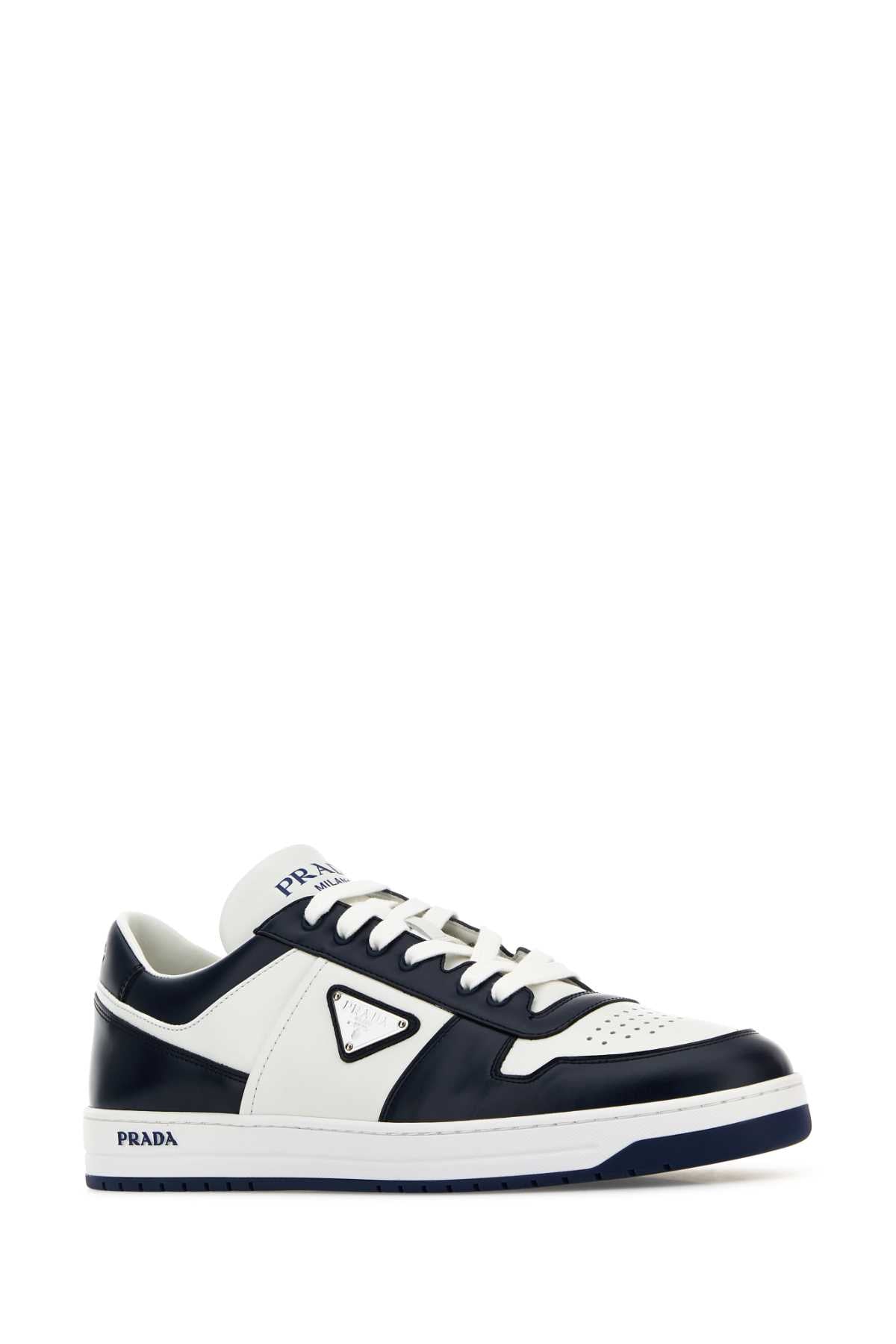Prada Men Two-Tone Leather Downtown Sneakers