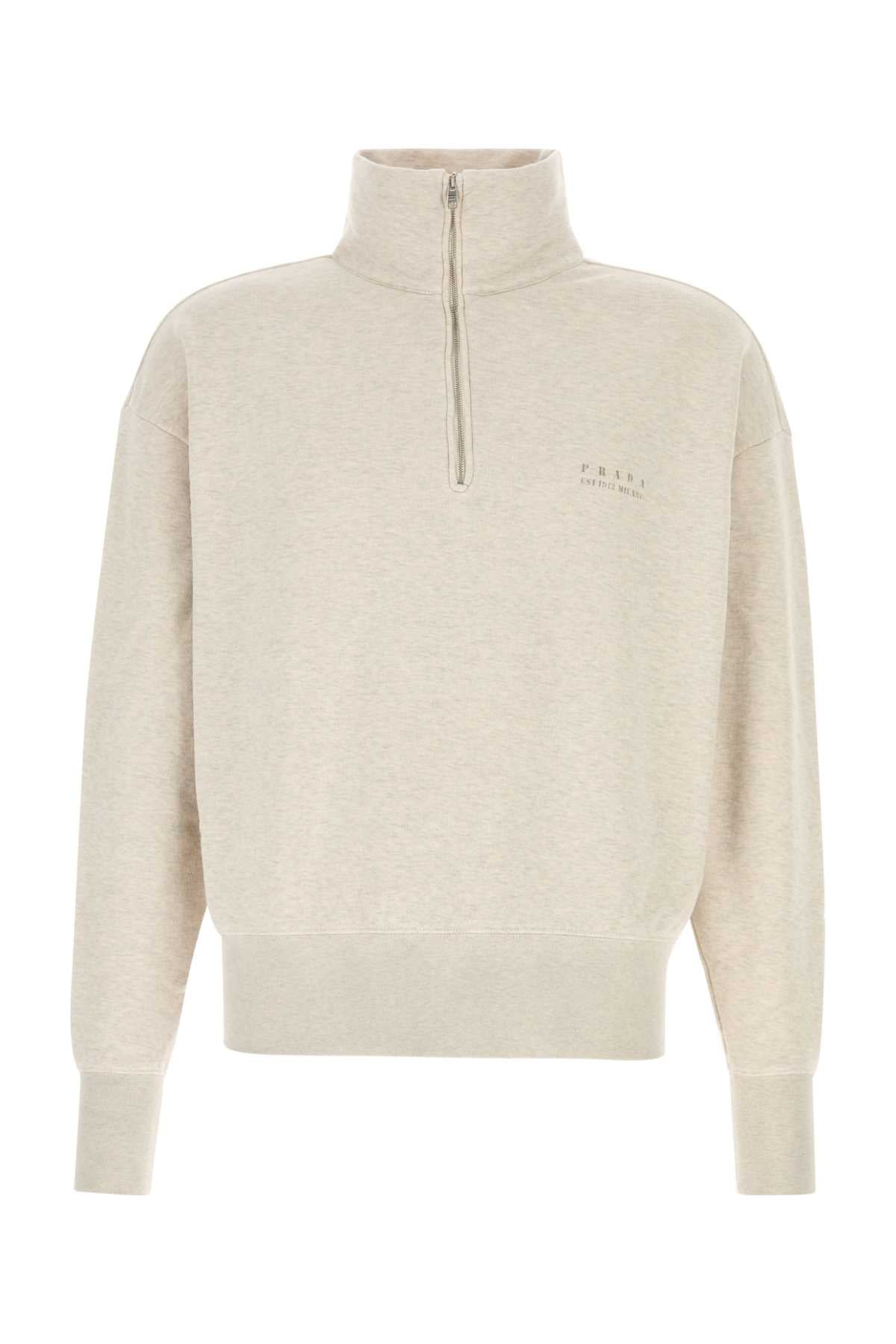Prada Men Melange Sand Cotton Sweatshirt