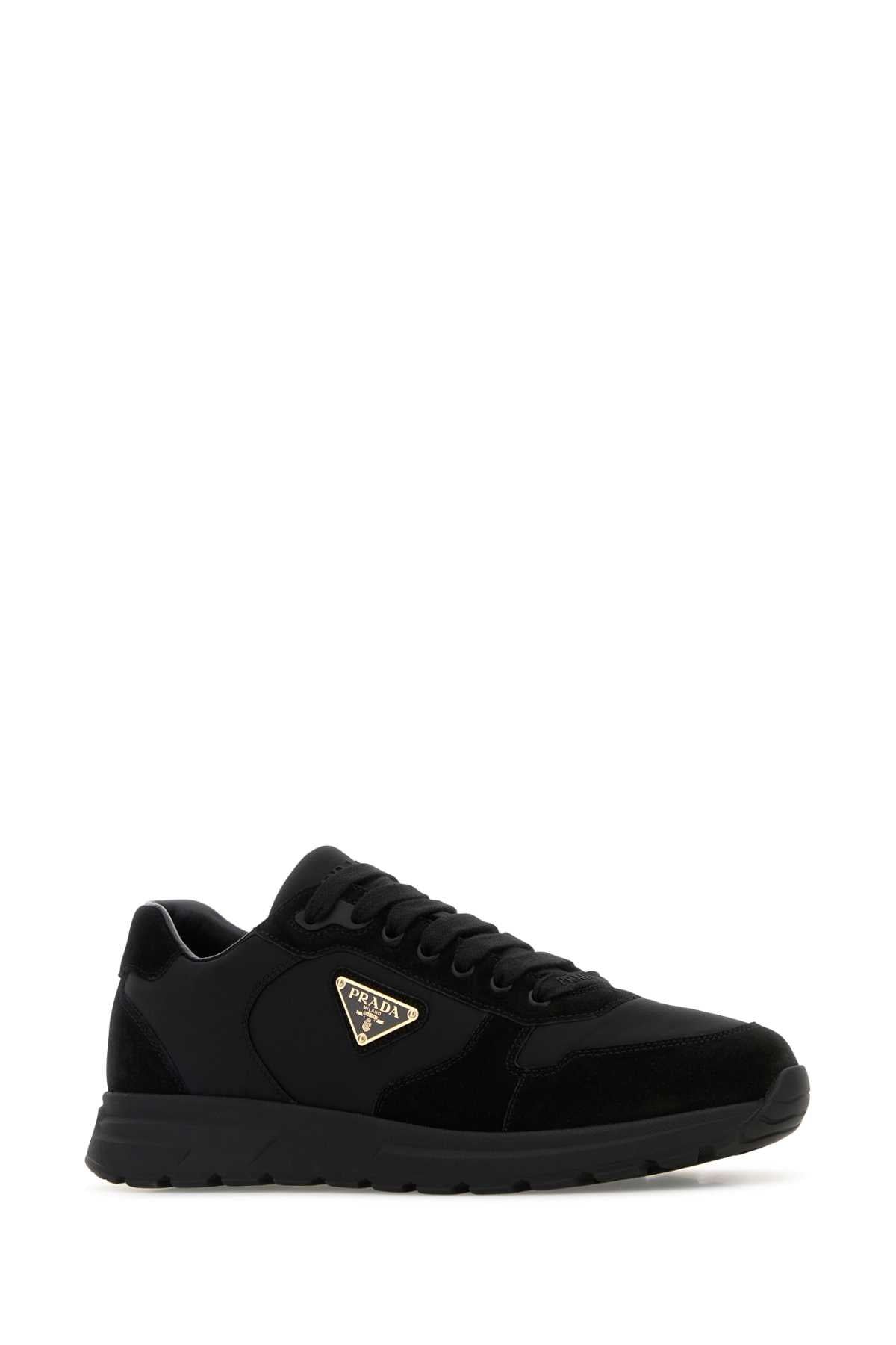 Prada Men Black Re-Nylon And Suede Prax Sneakers