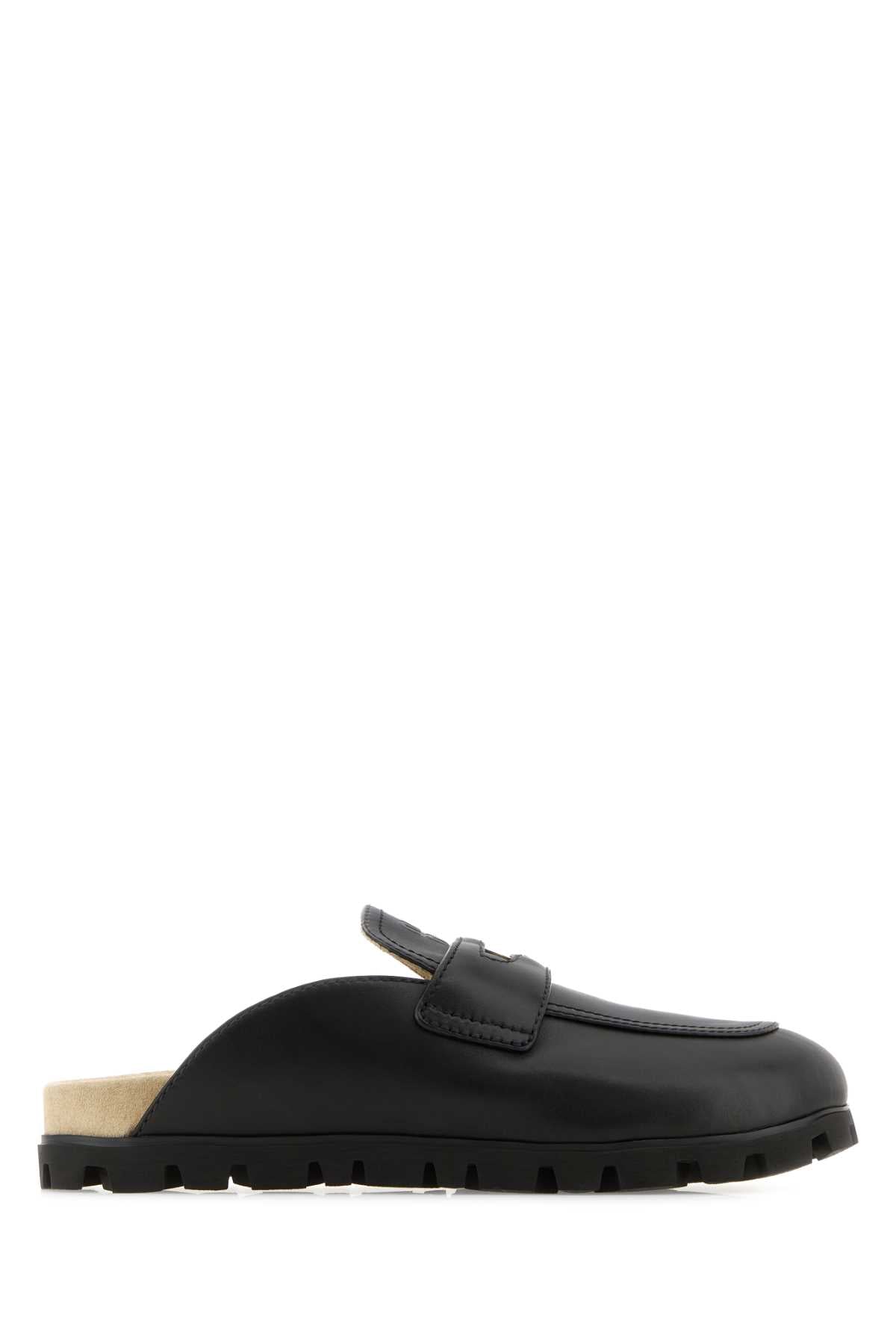 Miu Miu Women Black Leather Slippers