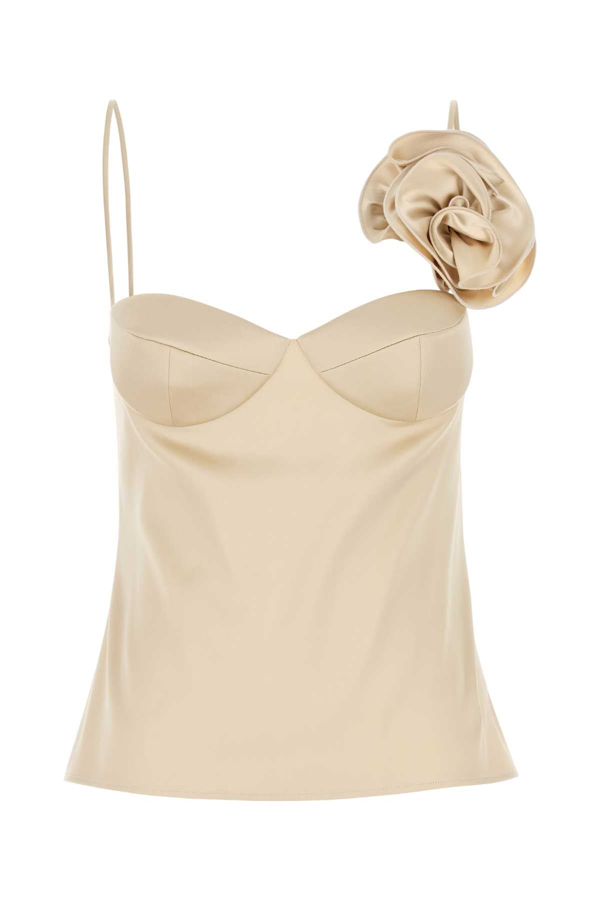 Magda Butrym Women Beige Stretch Satin Top