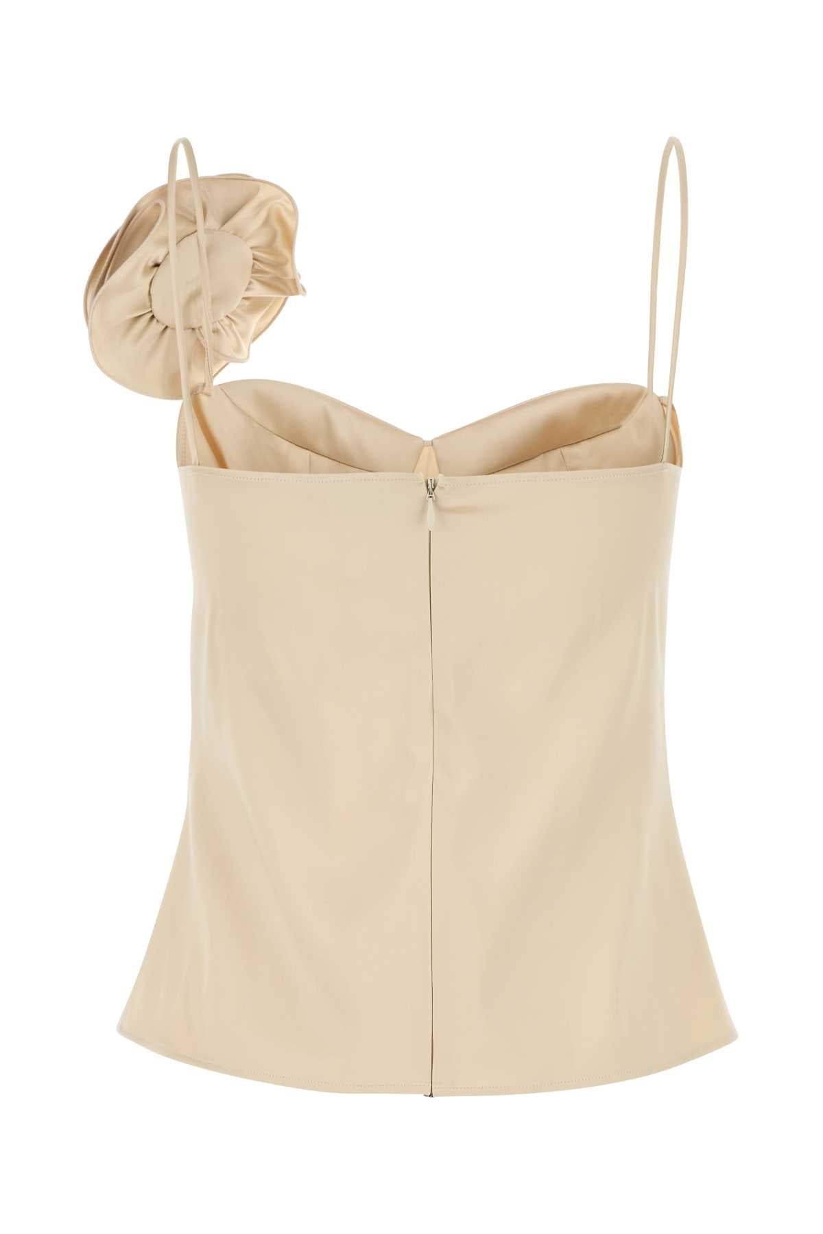 Magda Butrym Women Beige Stretch Satin Top