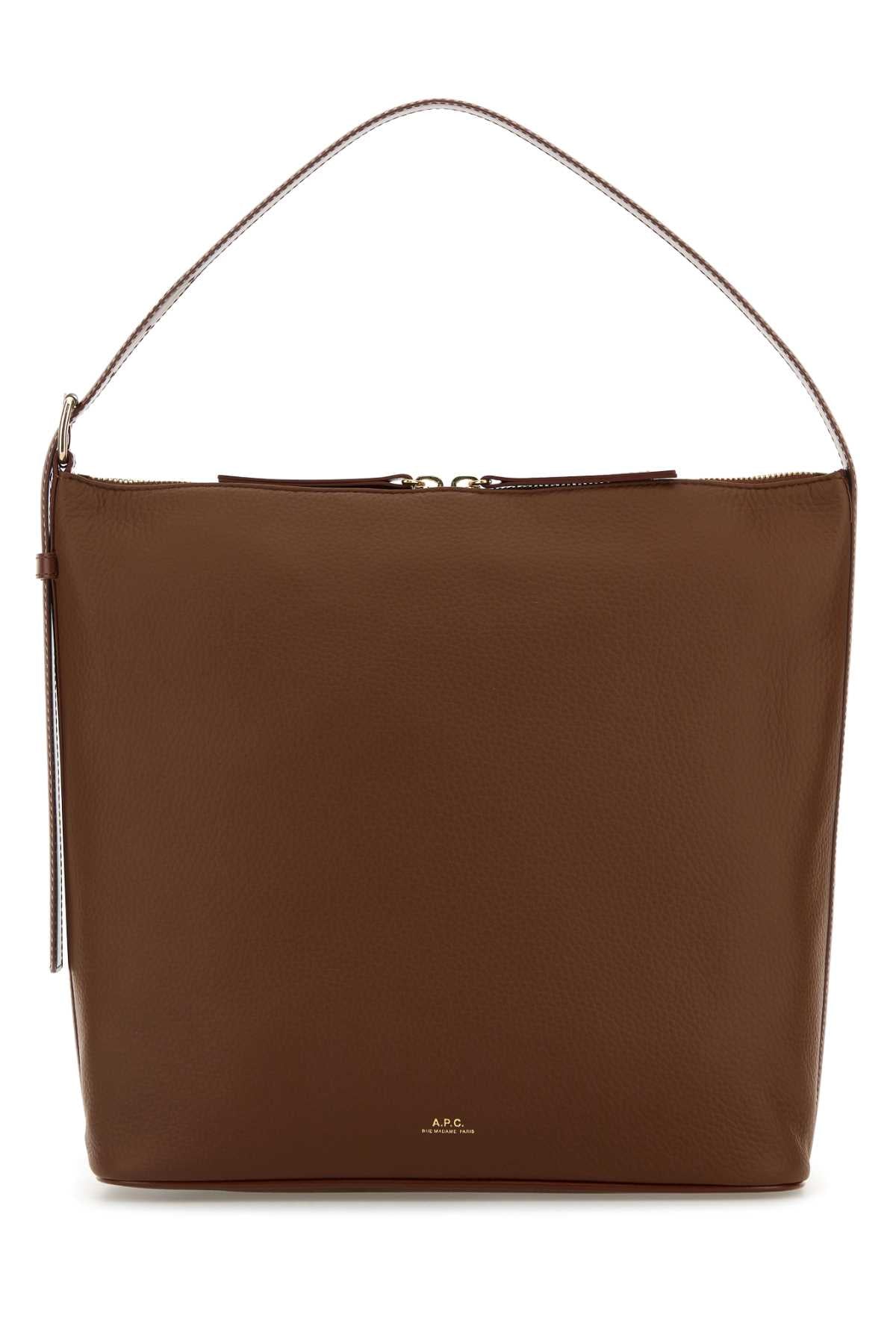 A.P.C. Women Brown Leather Vera Shoulder Bag