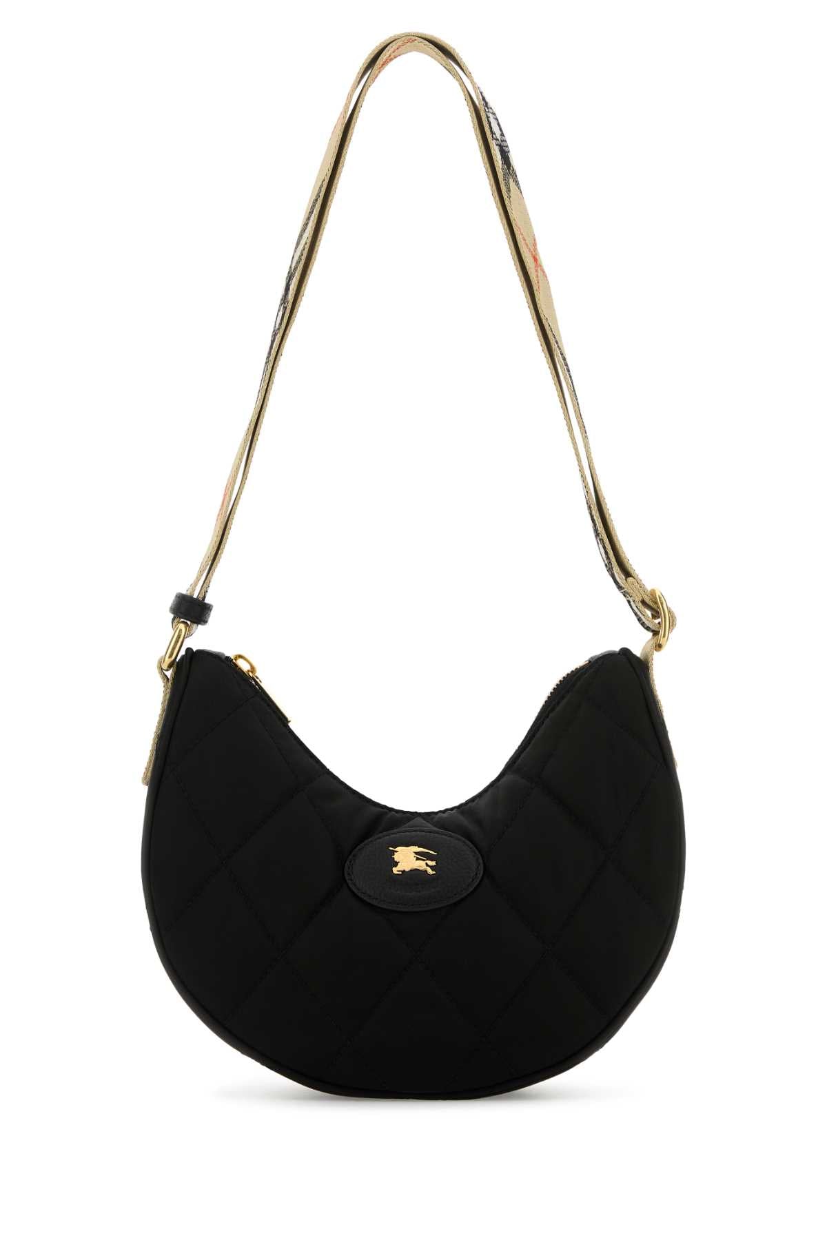 Burberry Women Black Nylon Horseshoe Crossbody Bag