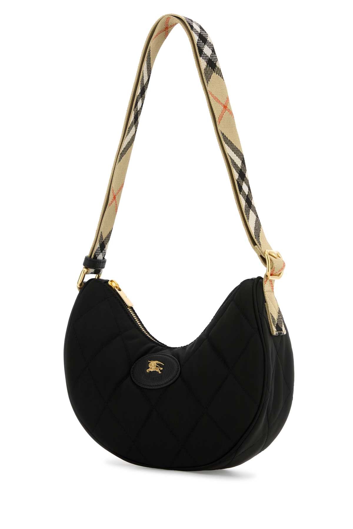 Burberry Women Black Nylon Horseshoe Crossbody Bag