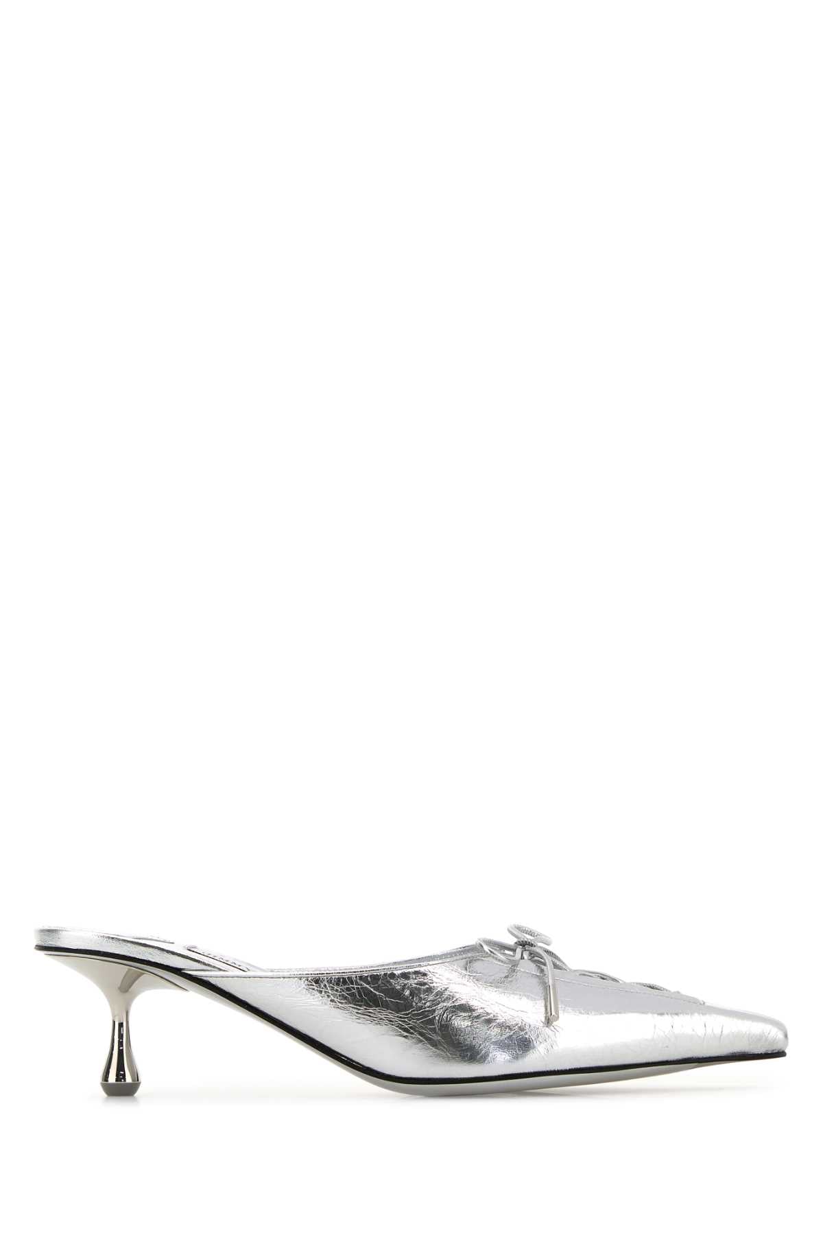 Jimmy Choo Women Silver Leather Scarlett Mules