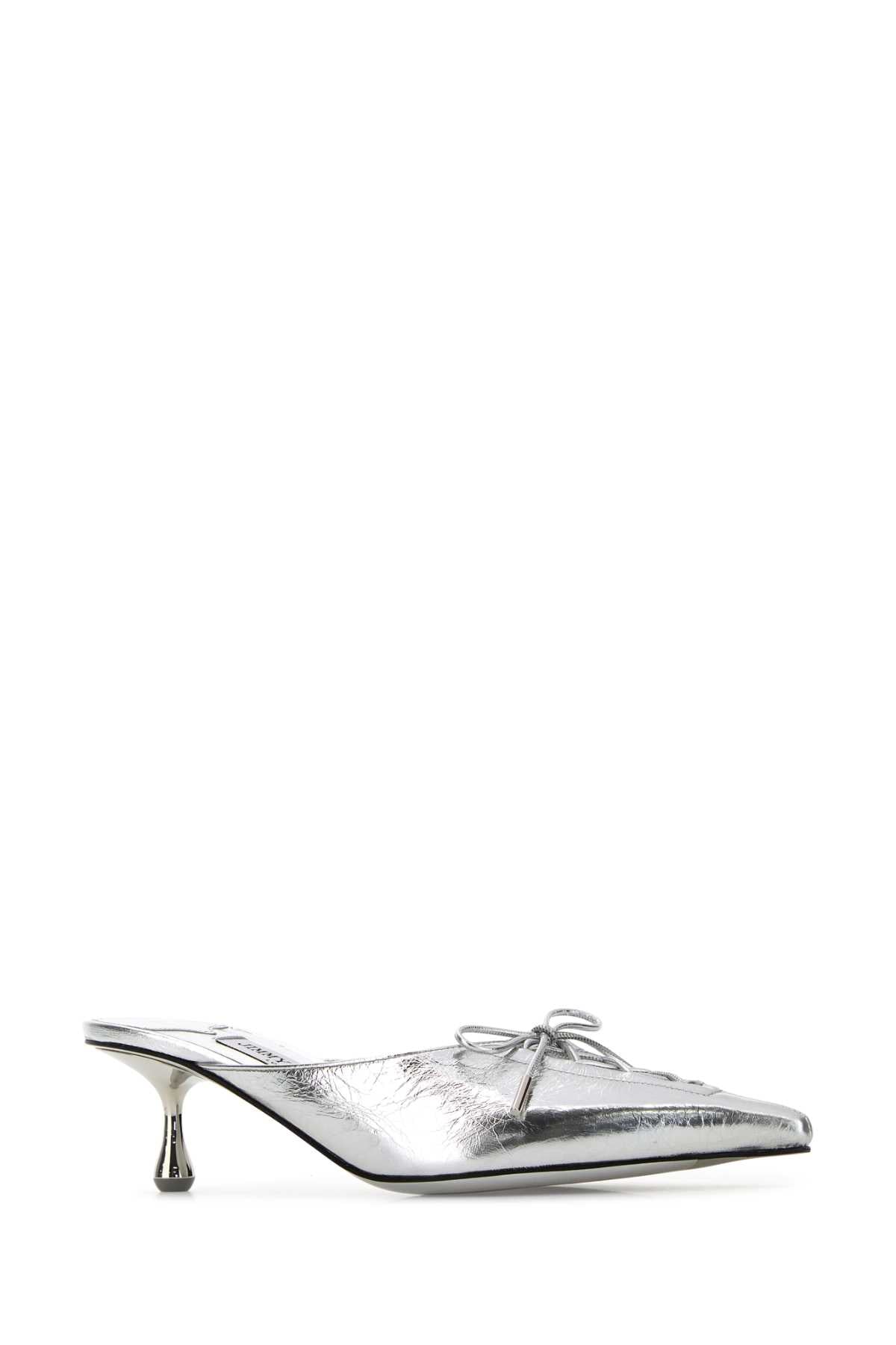 Jimmy Choo Women Silver Leather Scarlett Mules