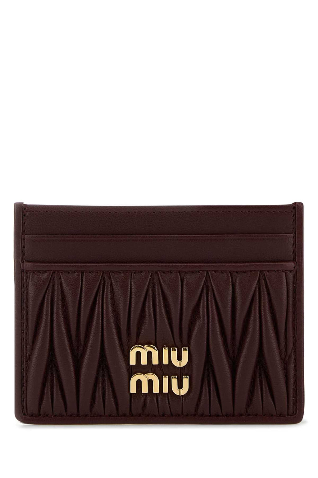 Miu Miu Women Burgundy Leather Card Holder