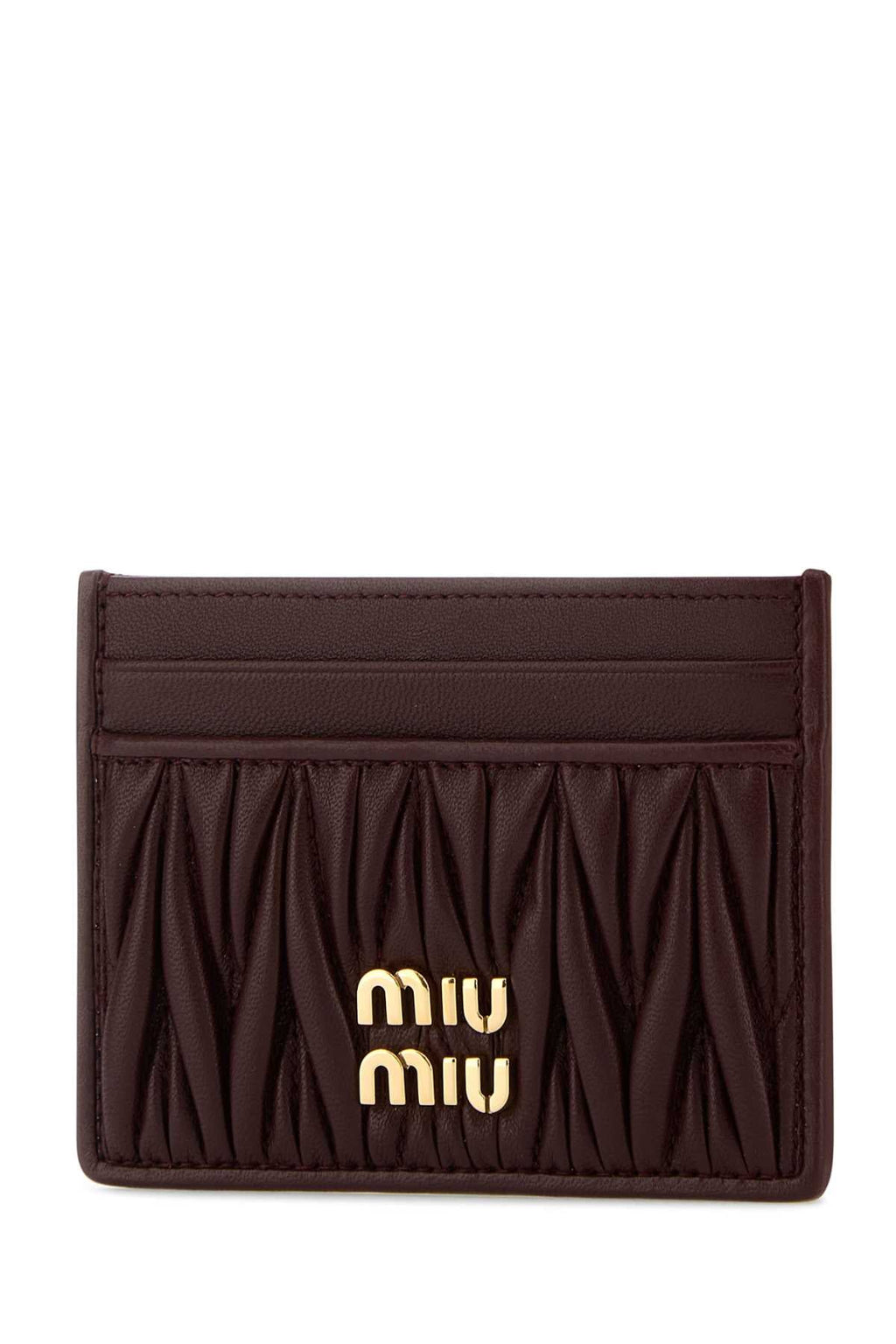 Miu Miu Women Burgundy Leather Card Holder