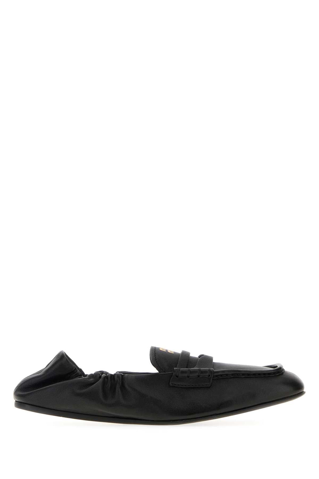 Miu Miu Women Black Nappa Leather Ruches Loafers