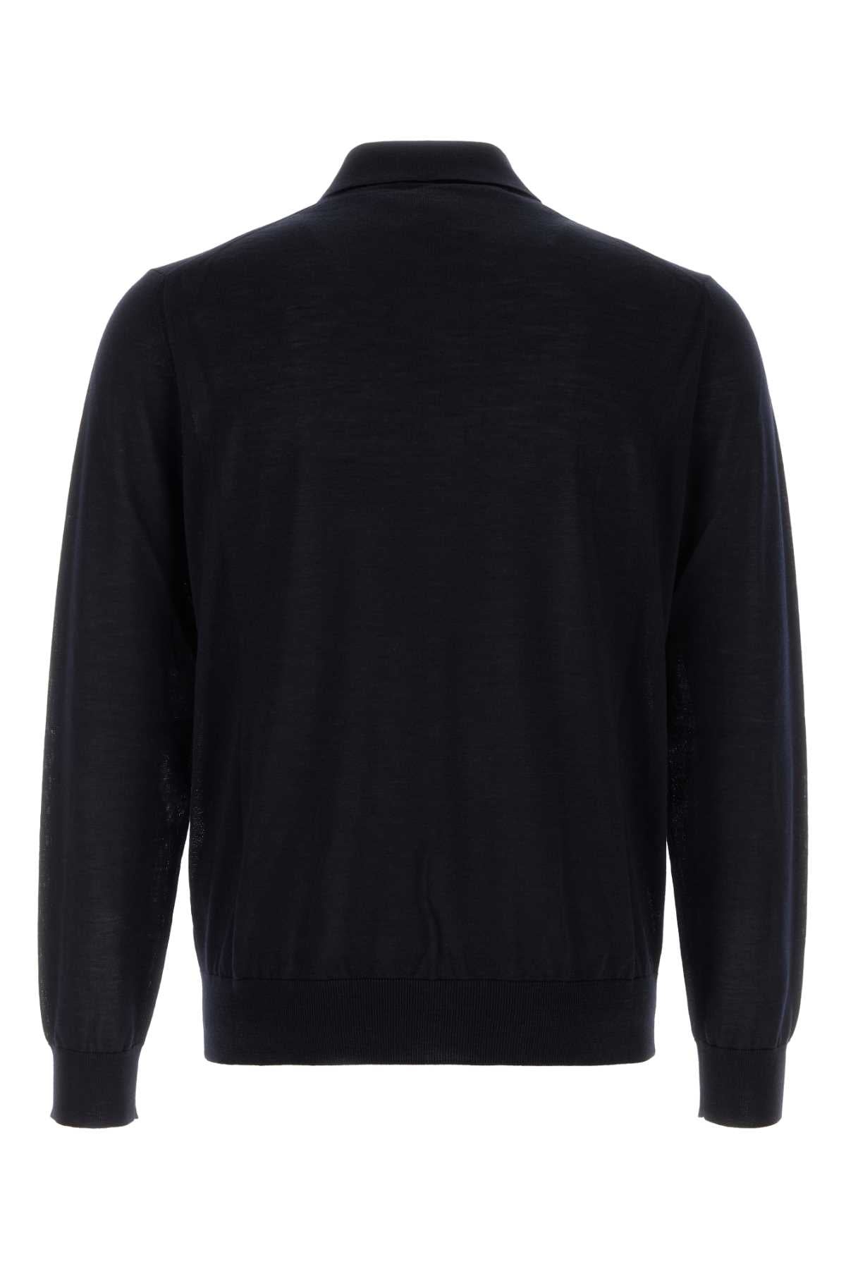 Prada Men Midnight Blue Wool Polo Shirt