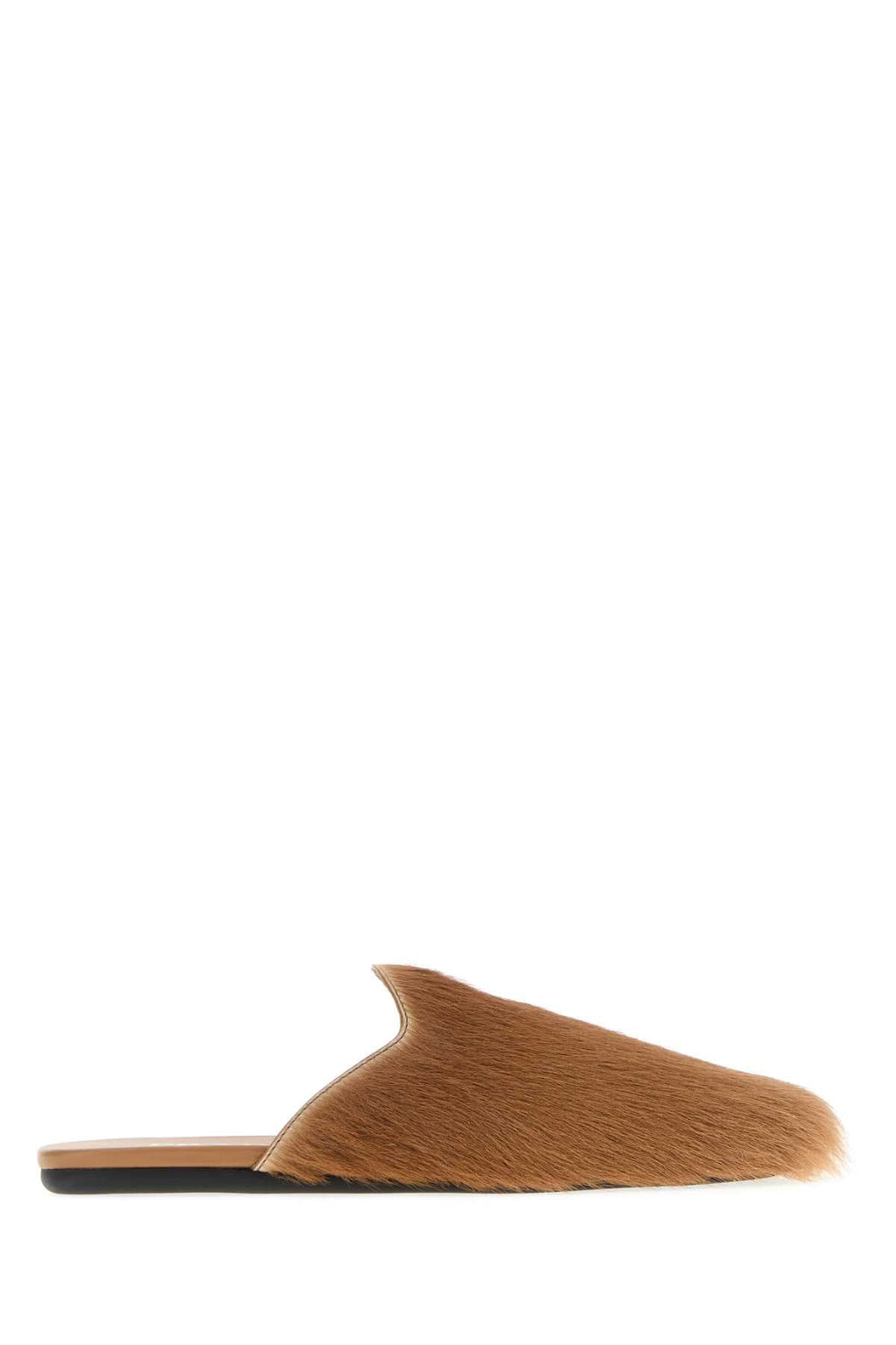 Prada Women Camel Calf Hair Slippers