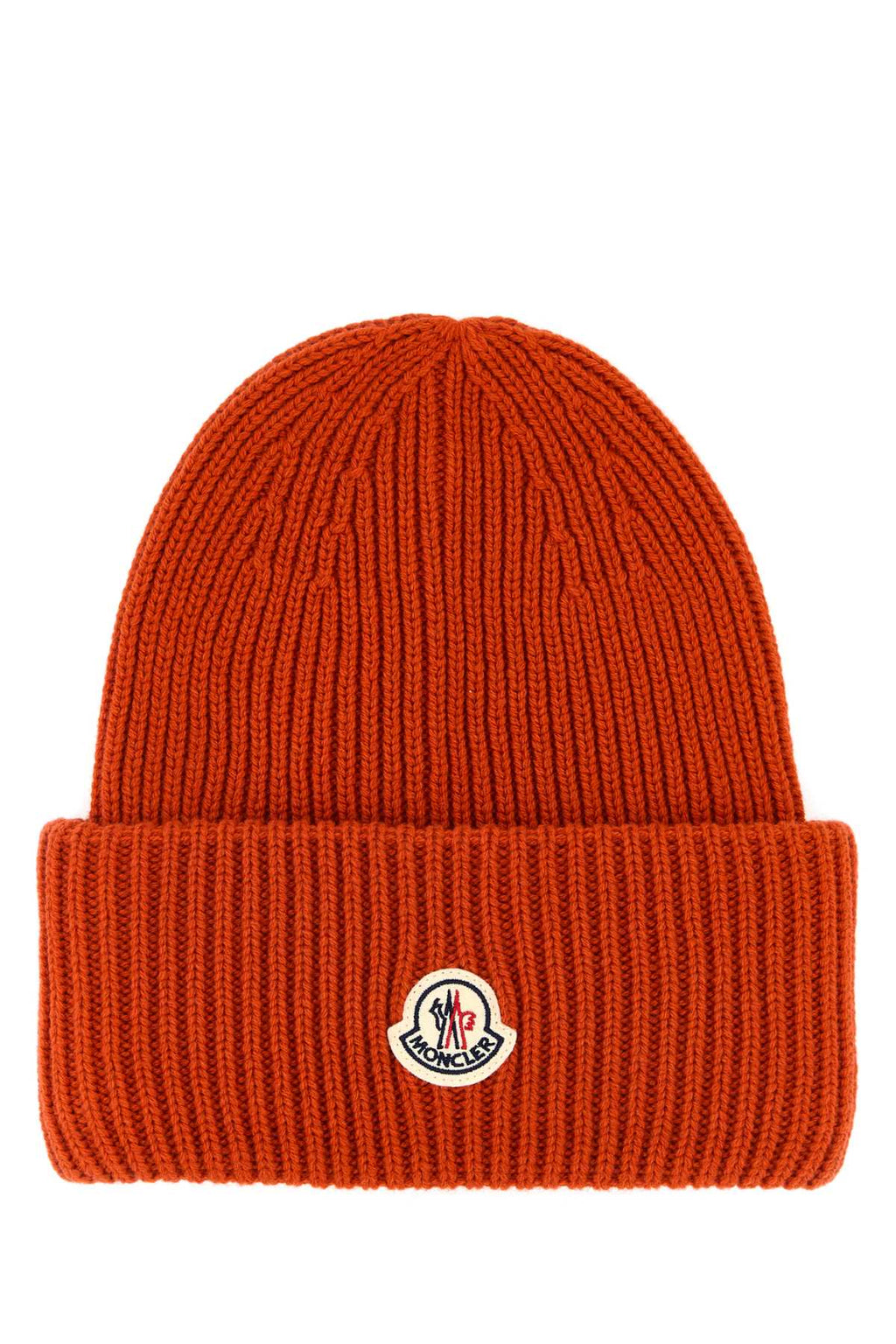 Moncler Men Orange Wool Blend Beanie Hat