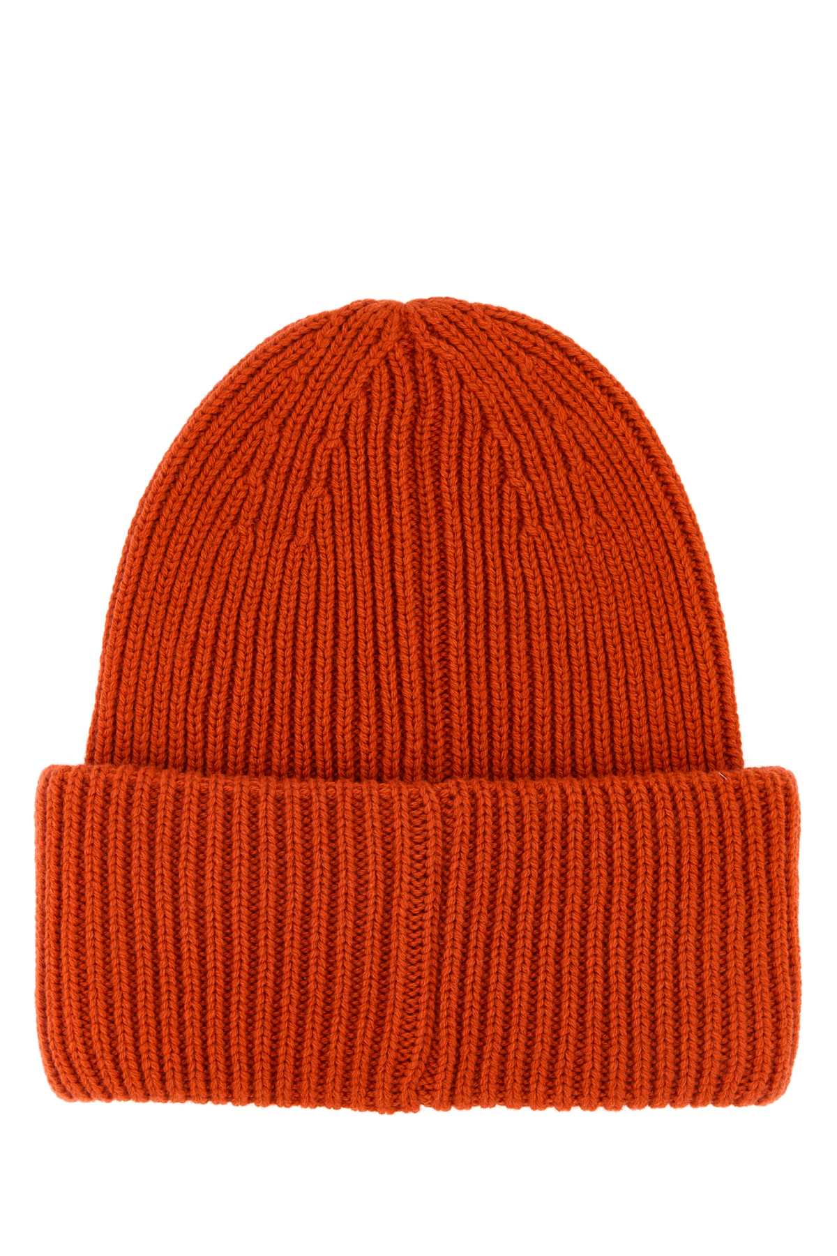 Moncler Men Orange Wool Blend Beanie Hat