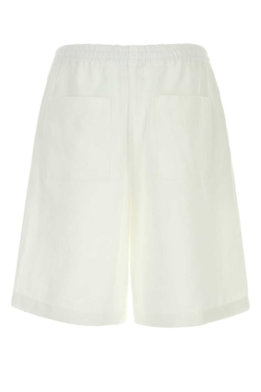 Gucci Men White Linen Bermuda Shorts