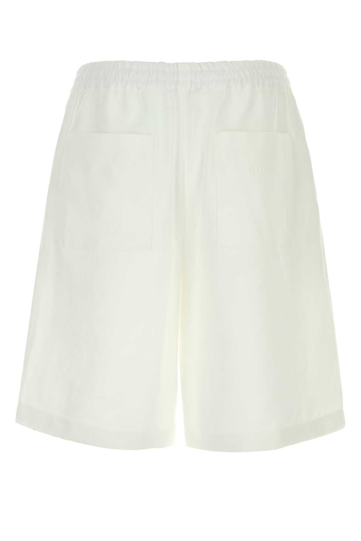 Gucci Men White Linen Bermuda Shorts