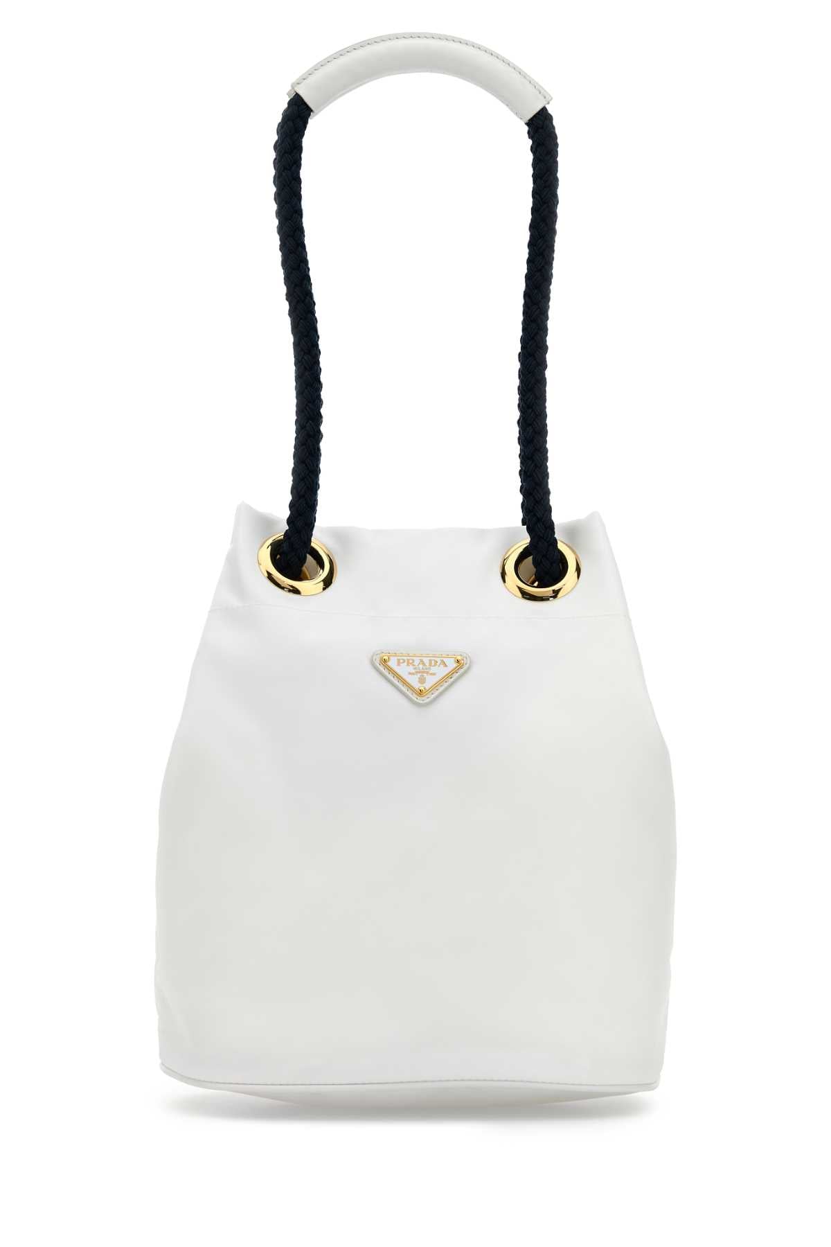 Prada Women White Re-Nylon Prada Mariner Bucket Bag