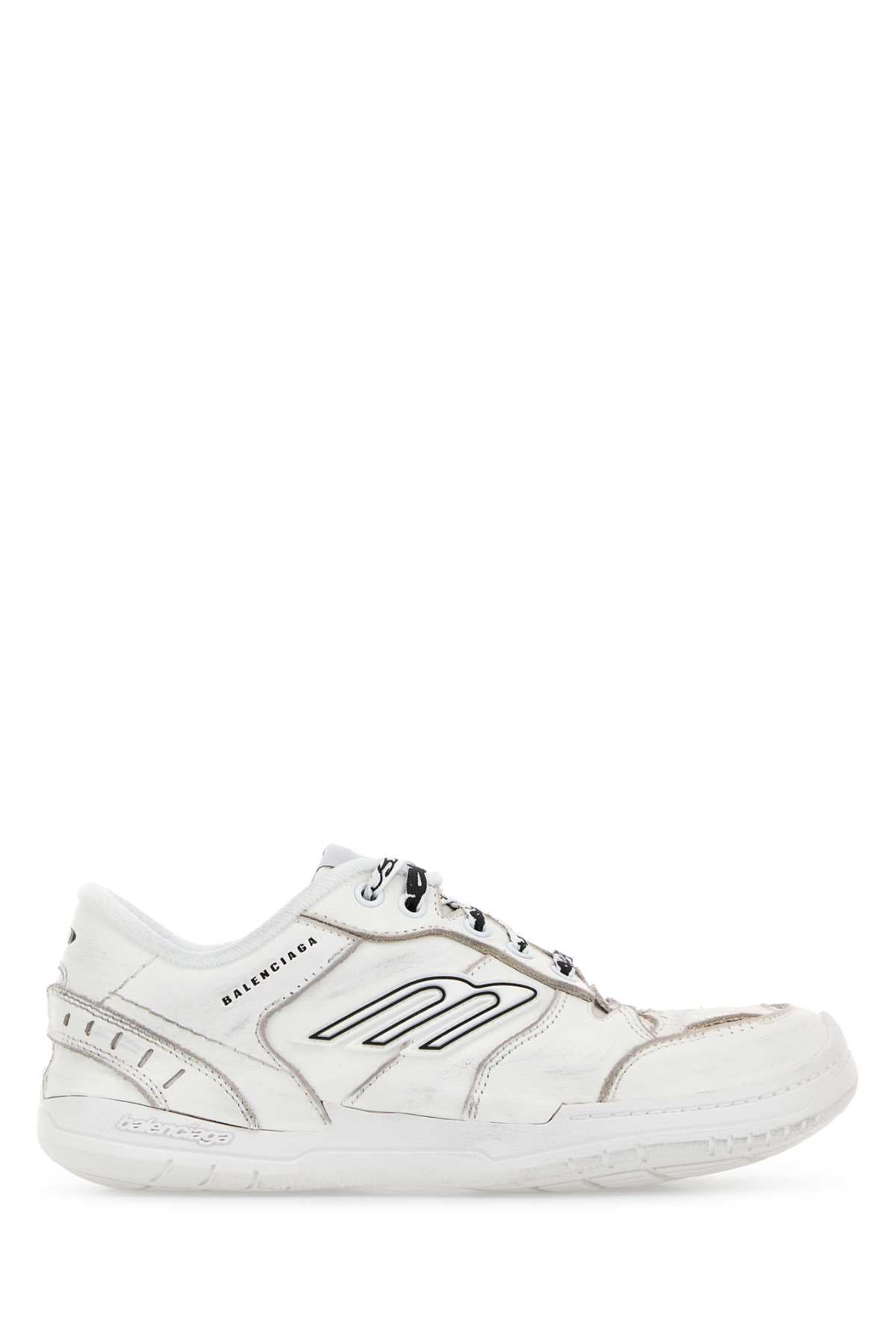 Balenciaga Women White Leather Hamptons Sneakers