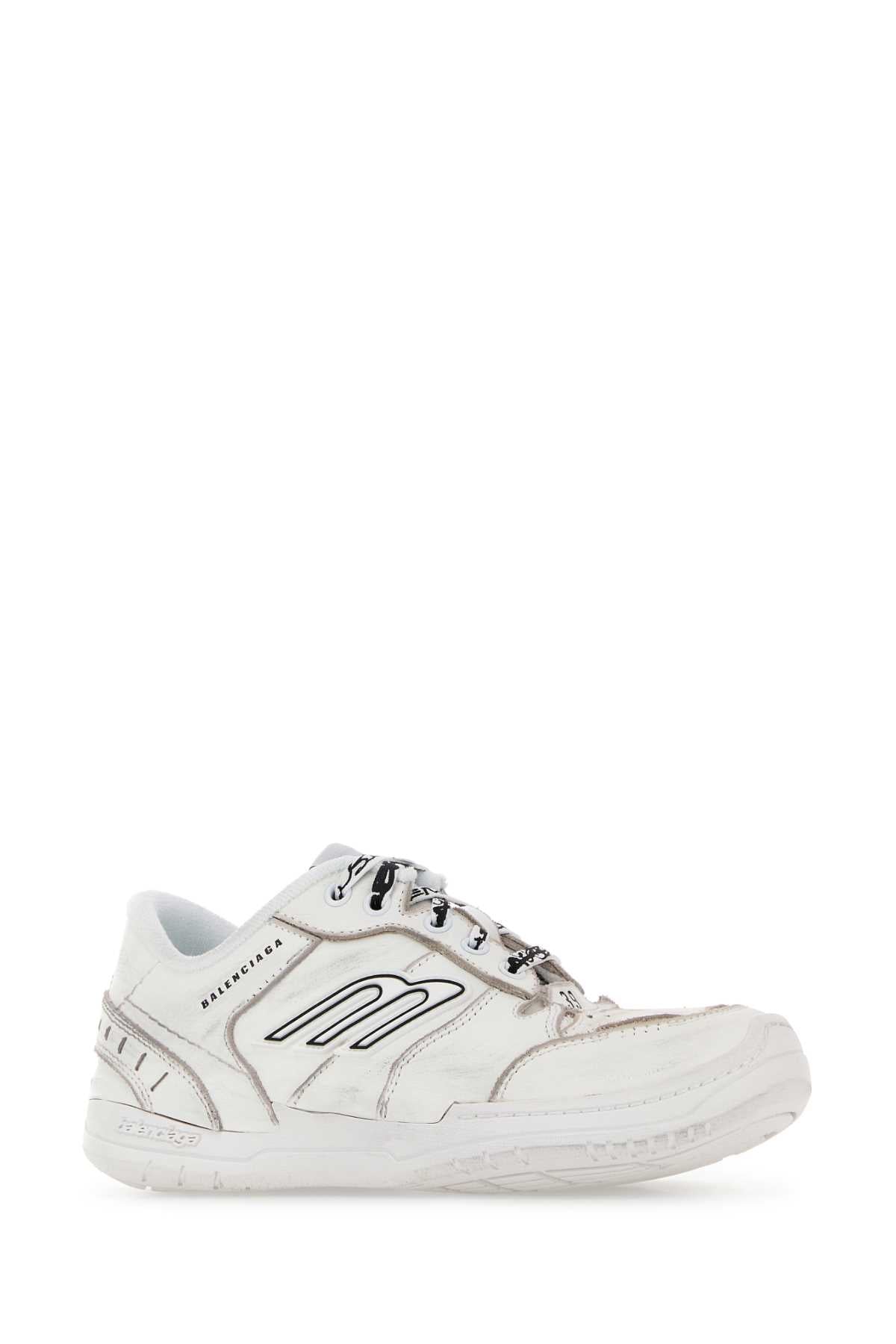 Balenciaga Women White Leather Hamptons Sneakers
