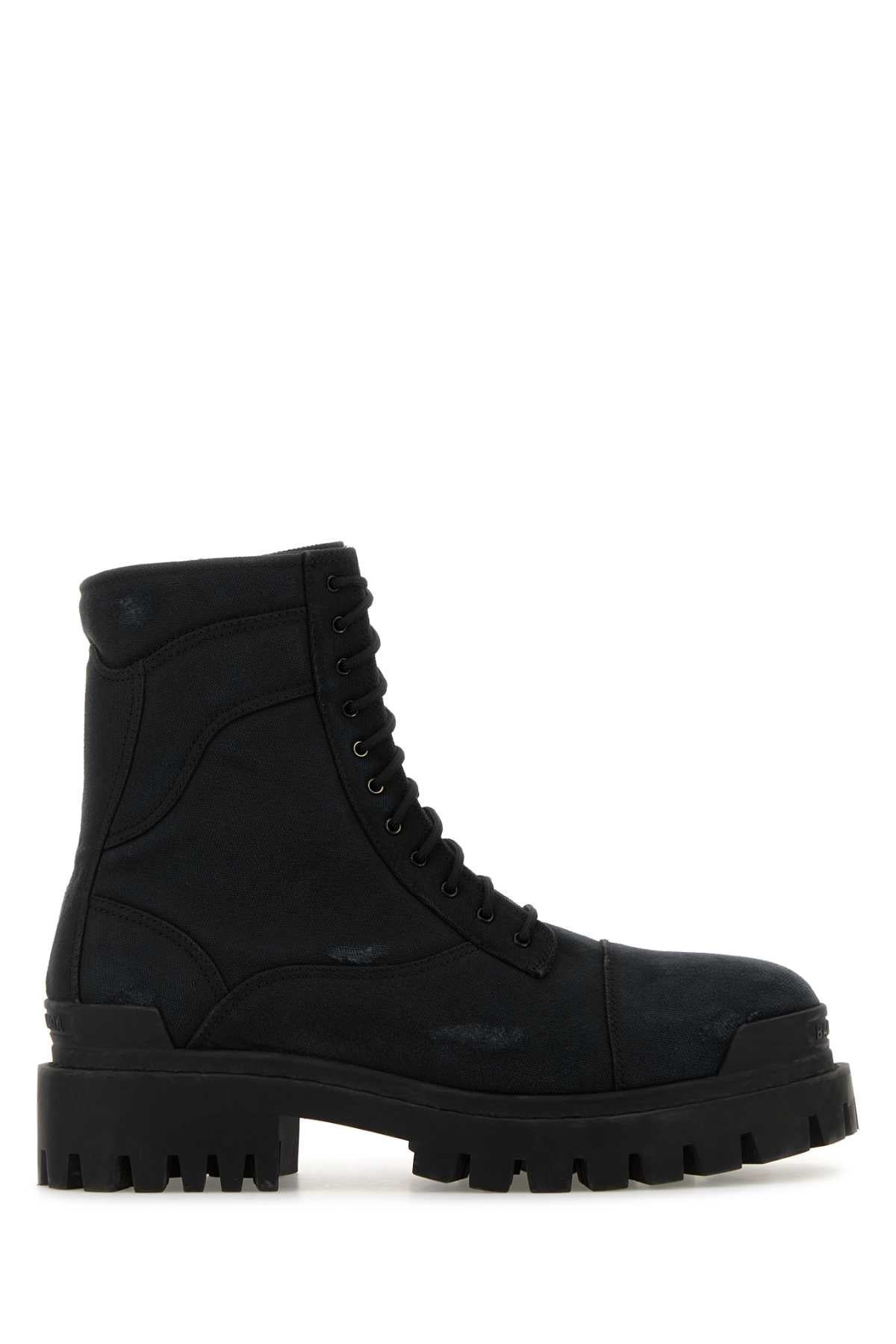 Balenciaga Men Slate Canvas Combat Strike Ankle Boots