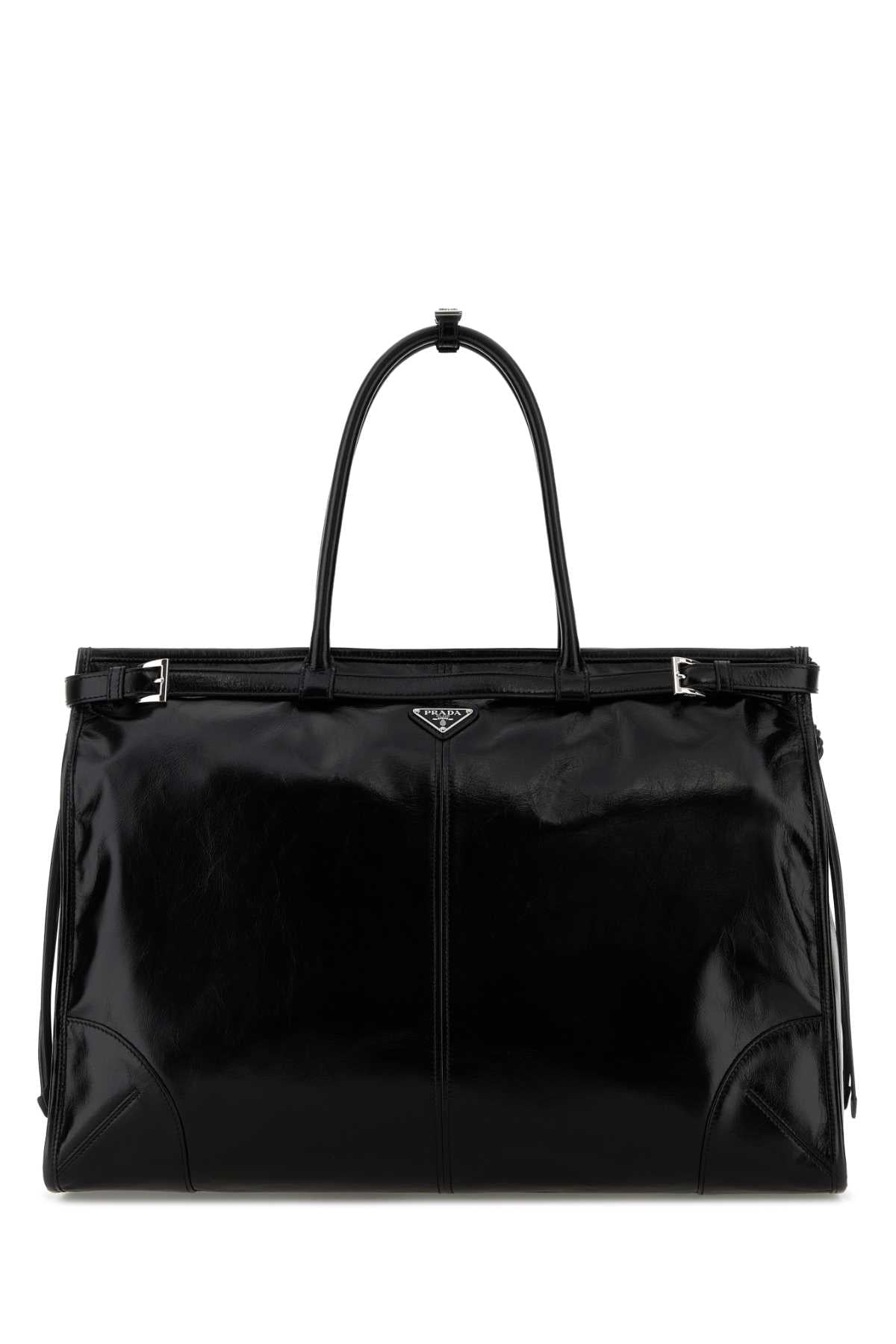 Prada Men Black Leather Large Shopping Bag
