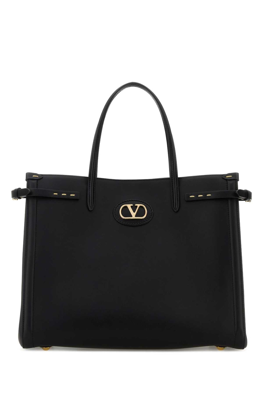 Valentino Garavani Women Black Leather Vlogo Signature Shopping Bag