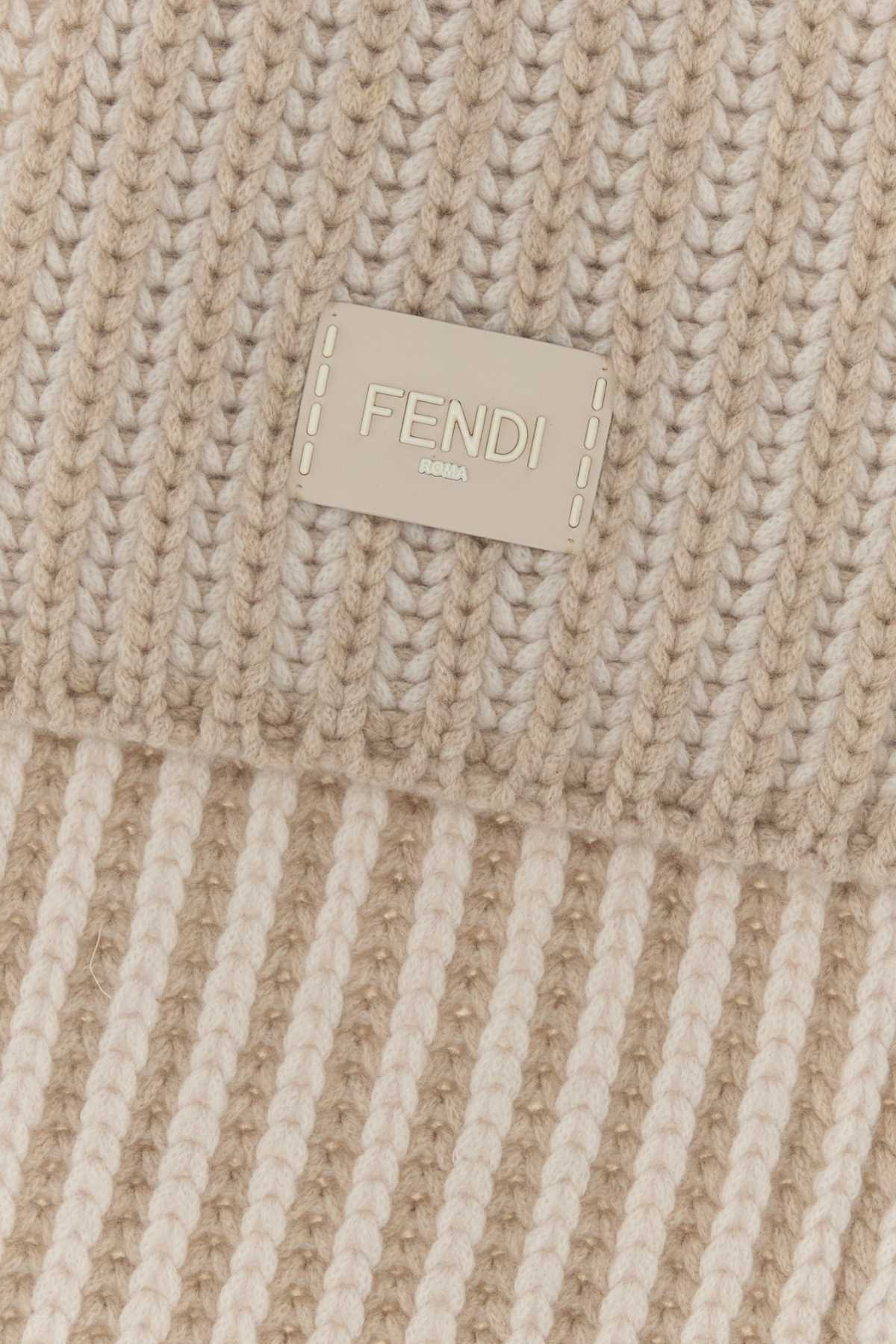 Fendi Women Sand Wool Blend Scarf