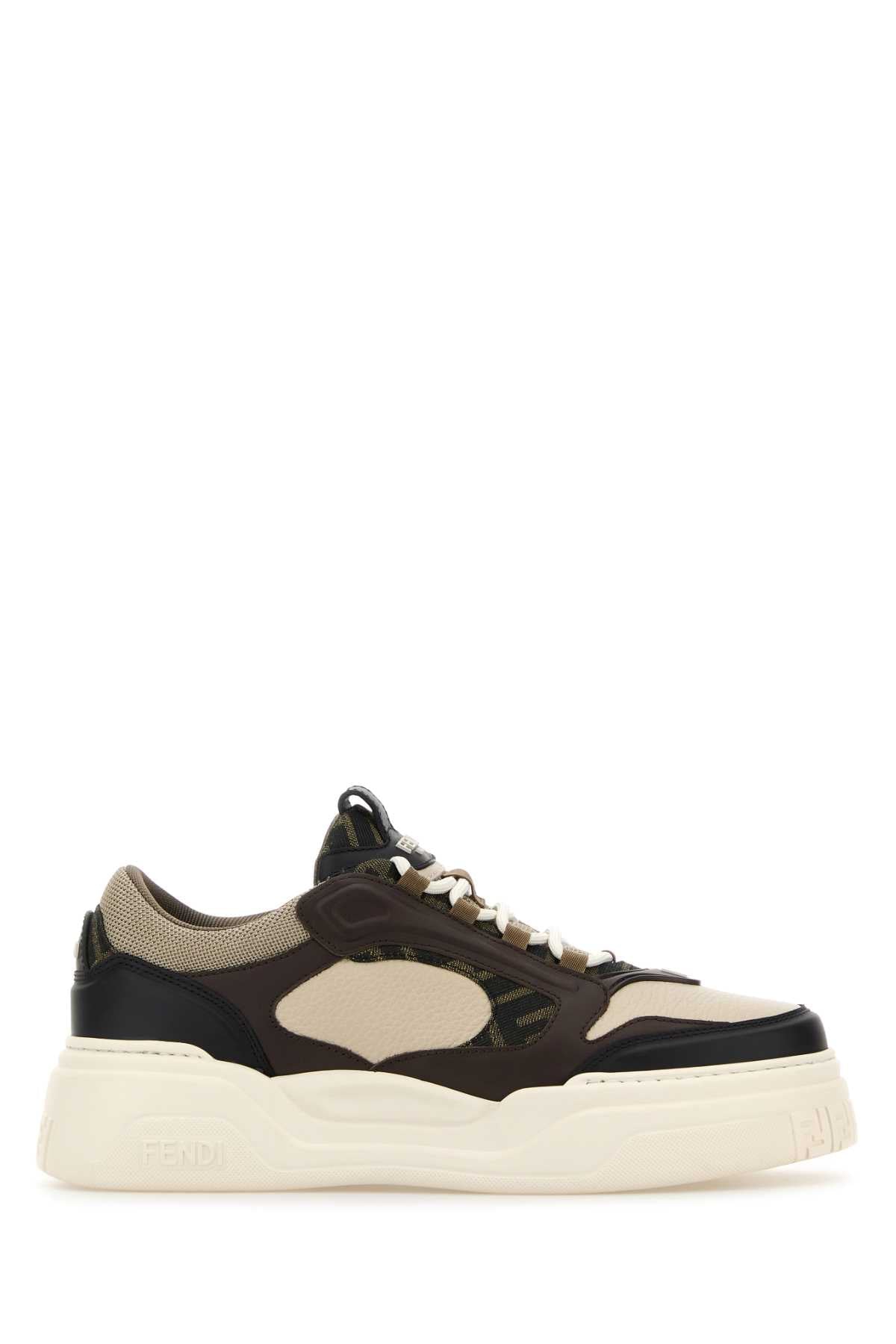 Fendi Men Multicolor Leather And Canvas Fendi Force Sneakers