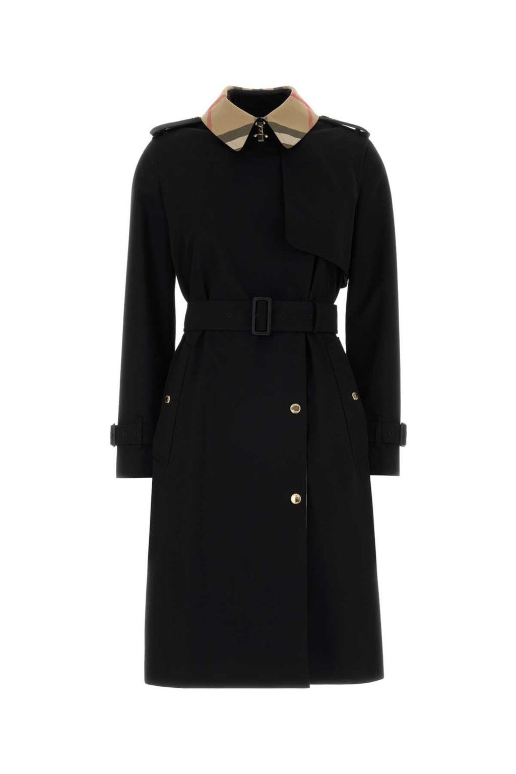 Burberry Women Black Cotton Trench Coat