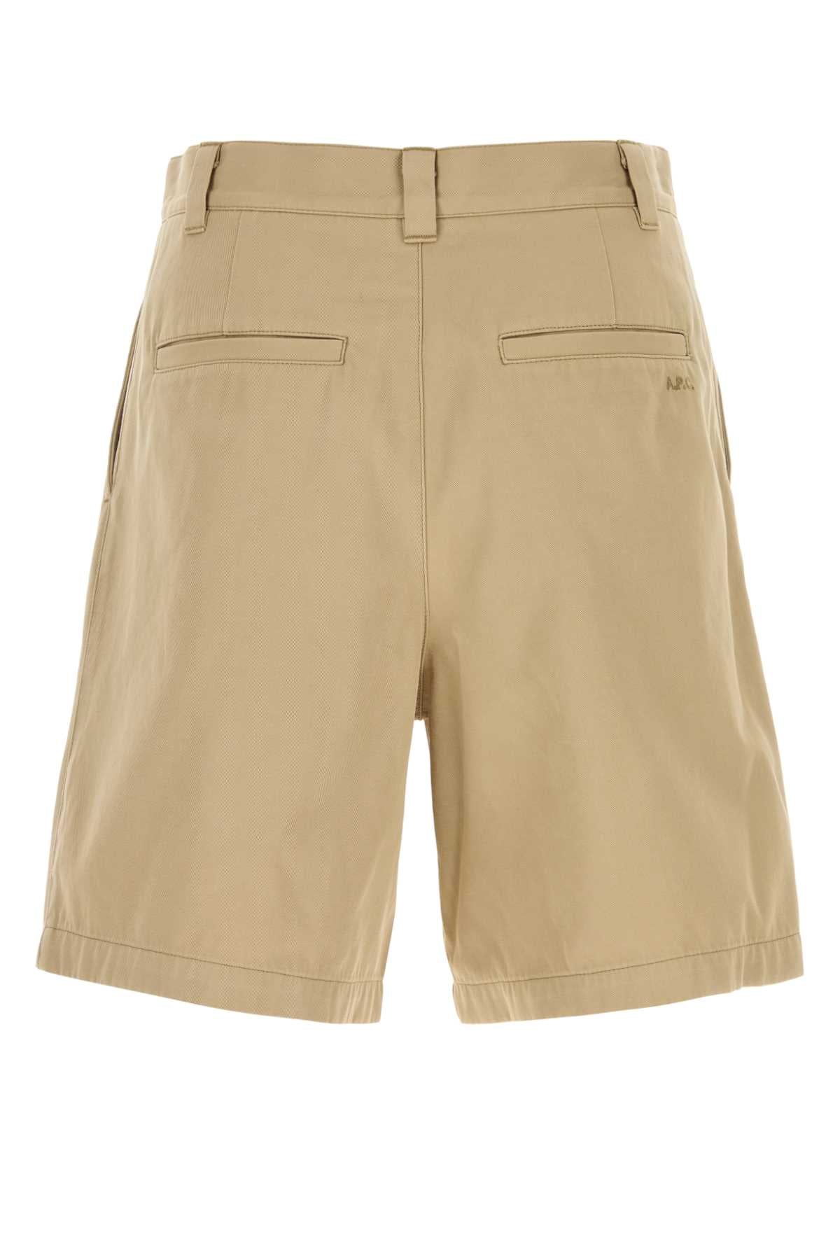 A.P.C. Men Beige Cotton Bermuda Shorts