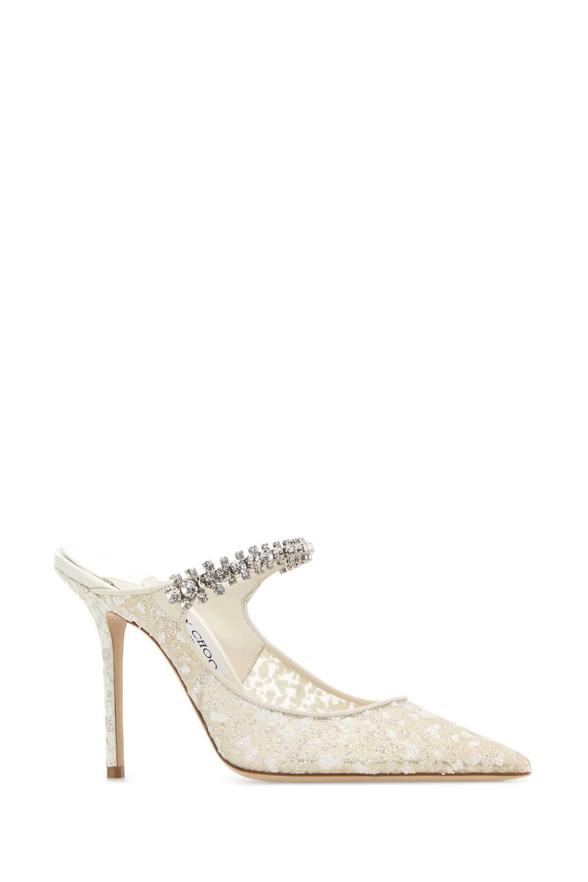 Jimmy Choo Women Embellished Mesh Bing 100 Mules