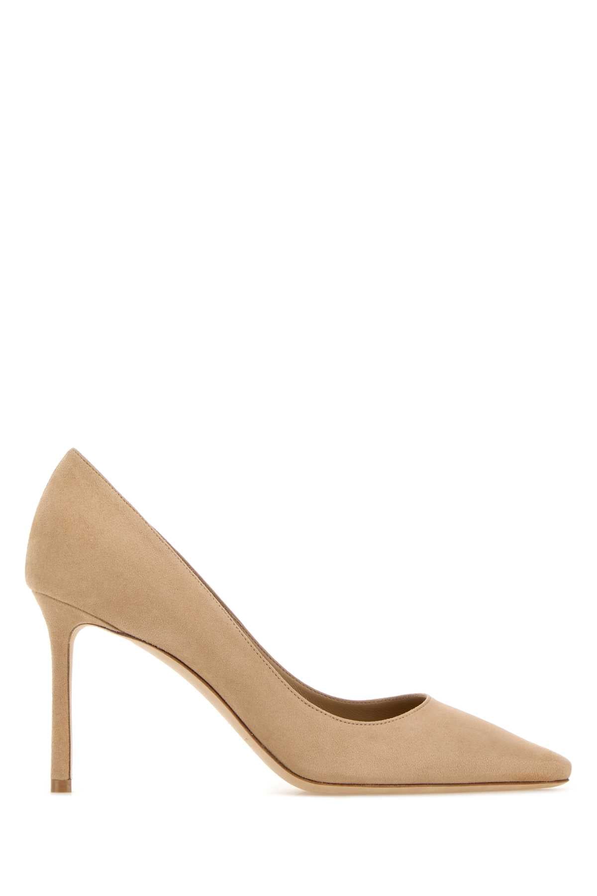 Jimmy Choo Women Beige Suede Romy 85 Pumps